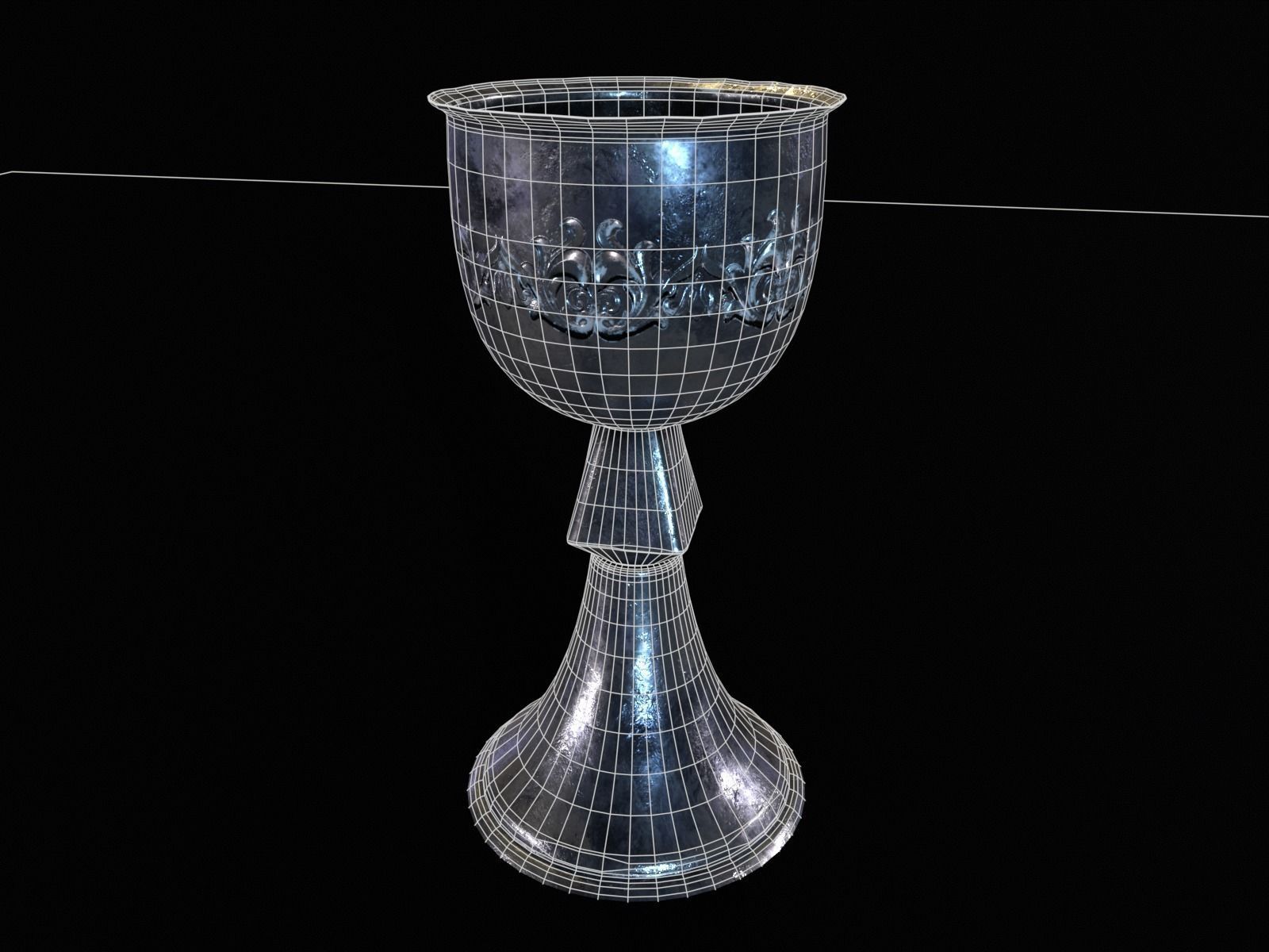 Royal Elegant Noble Chalice Low-poly 3D model_7