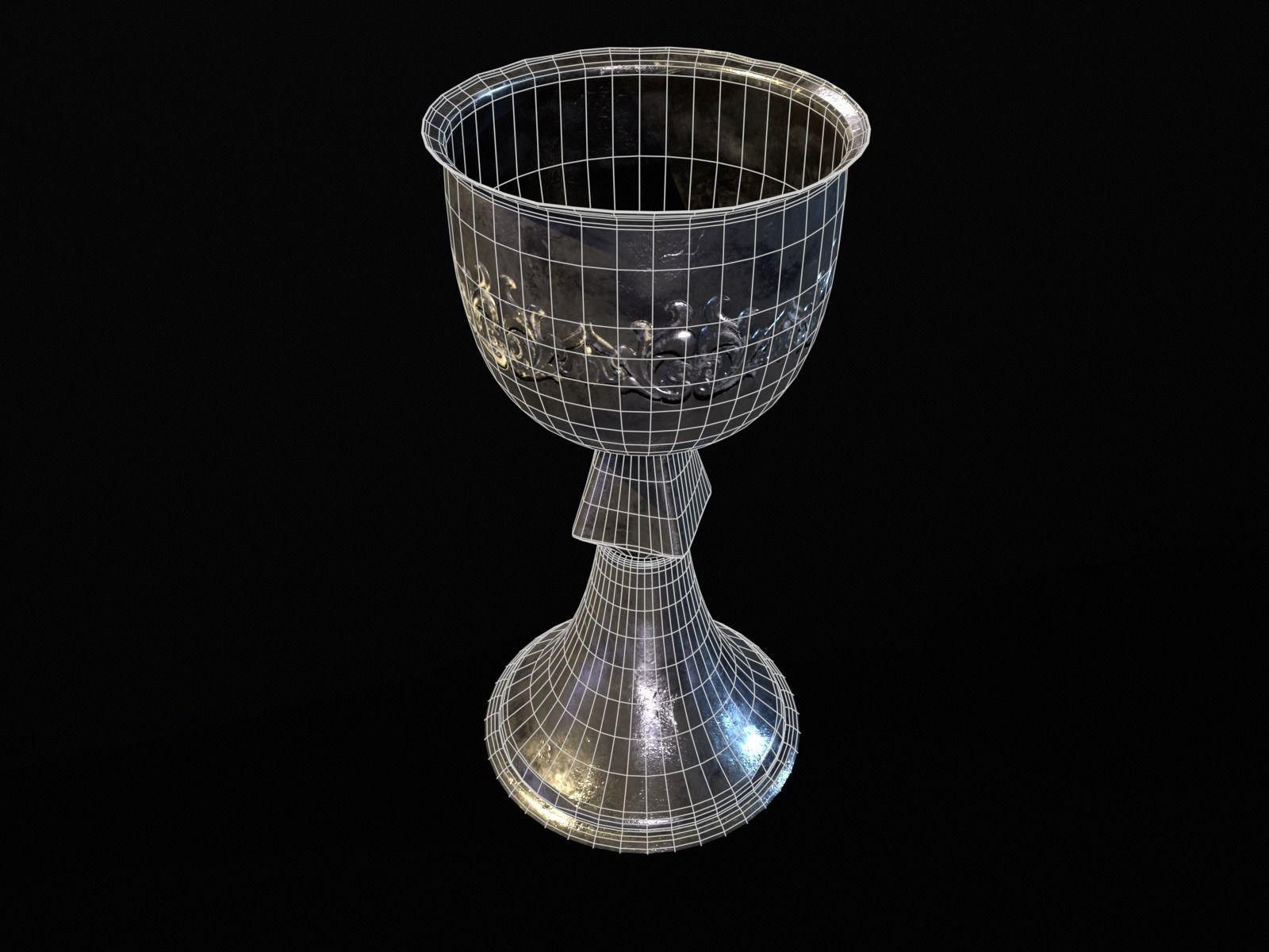 Royal Elegant Noble Chalice Low-poly 3D model_17