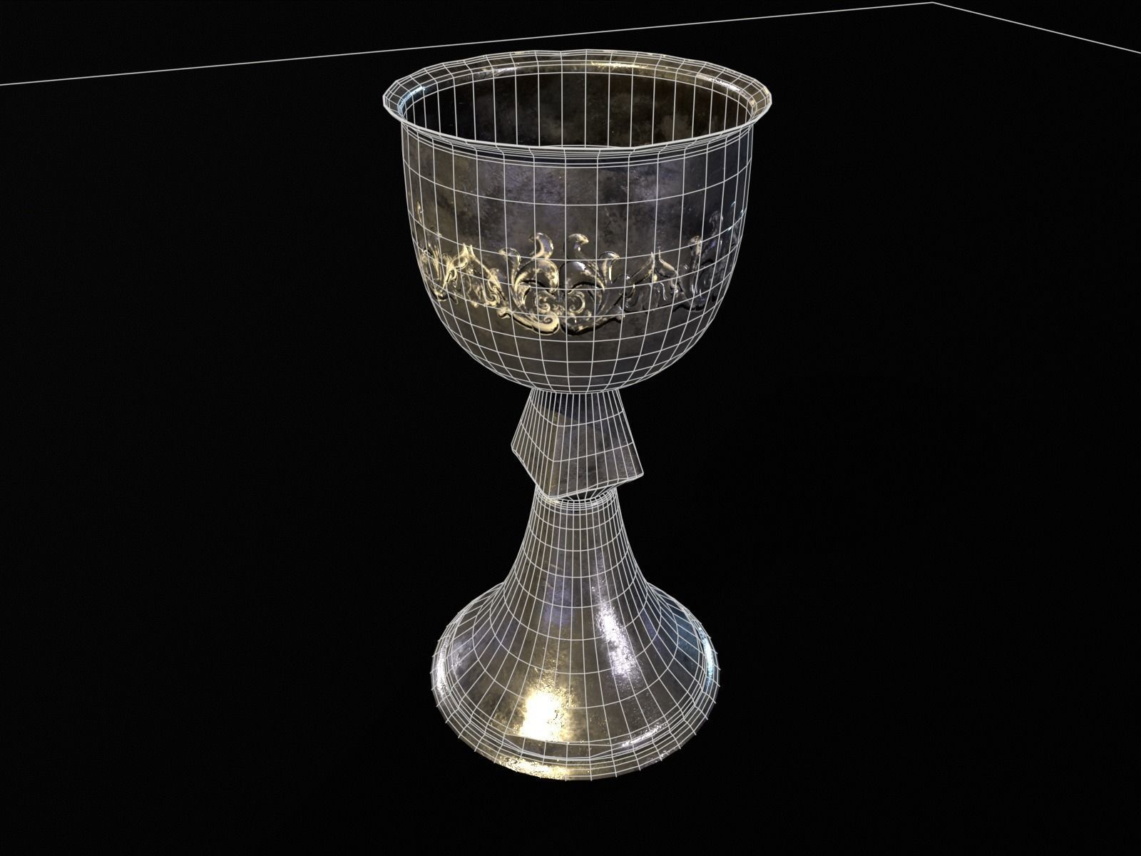 Royal Elegant Noble Chalice Low-poly 3D model_15