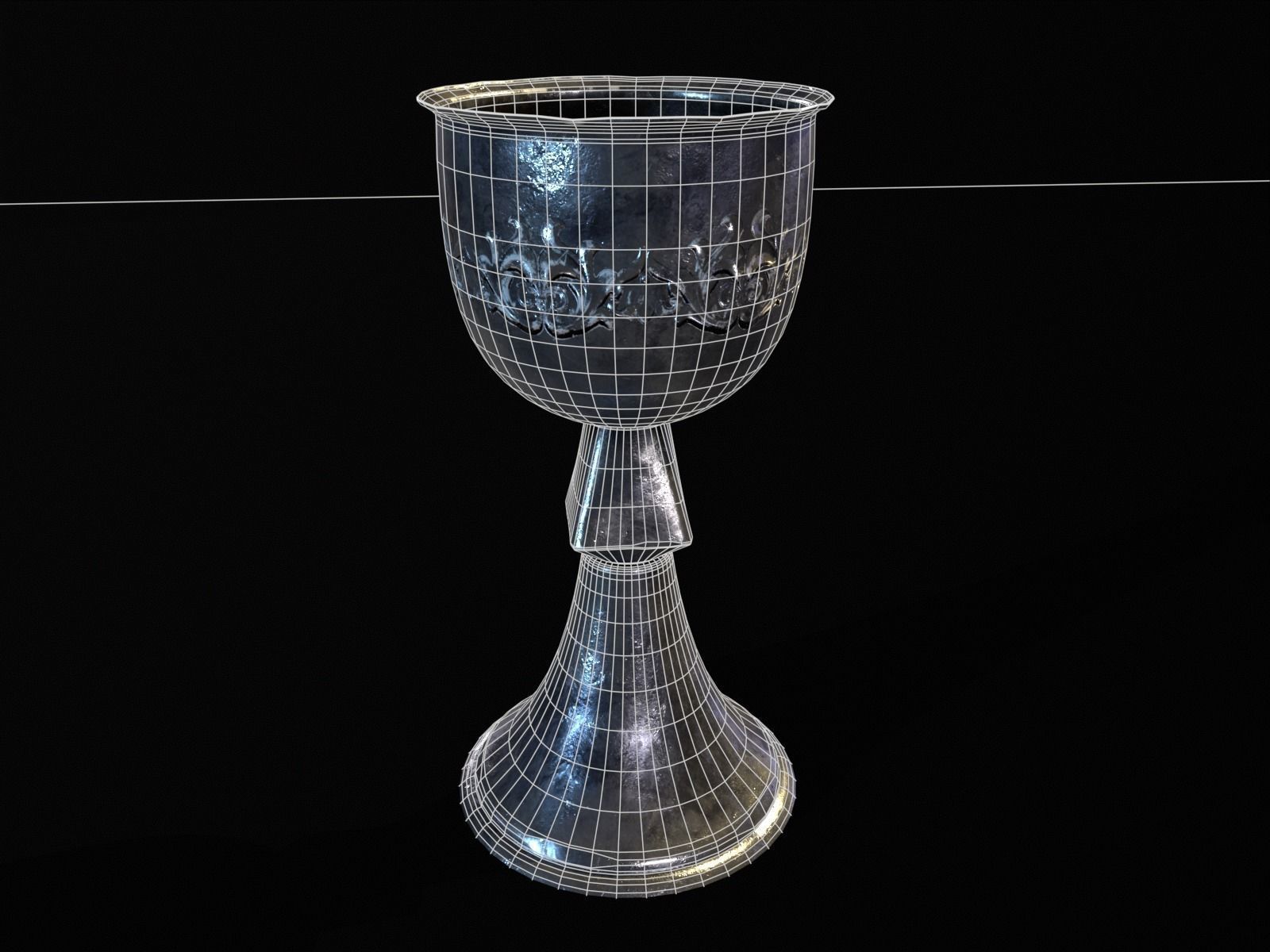 Royal Elegant Noble Chalice Low-poly 3D model_11