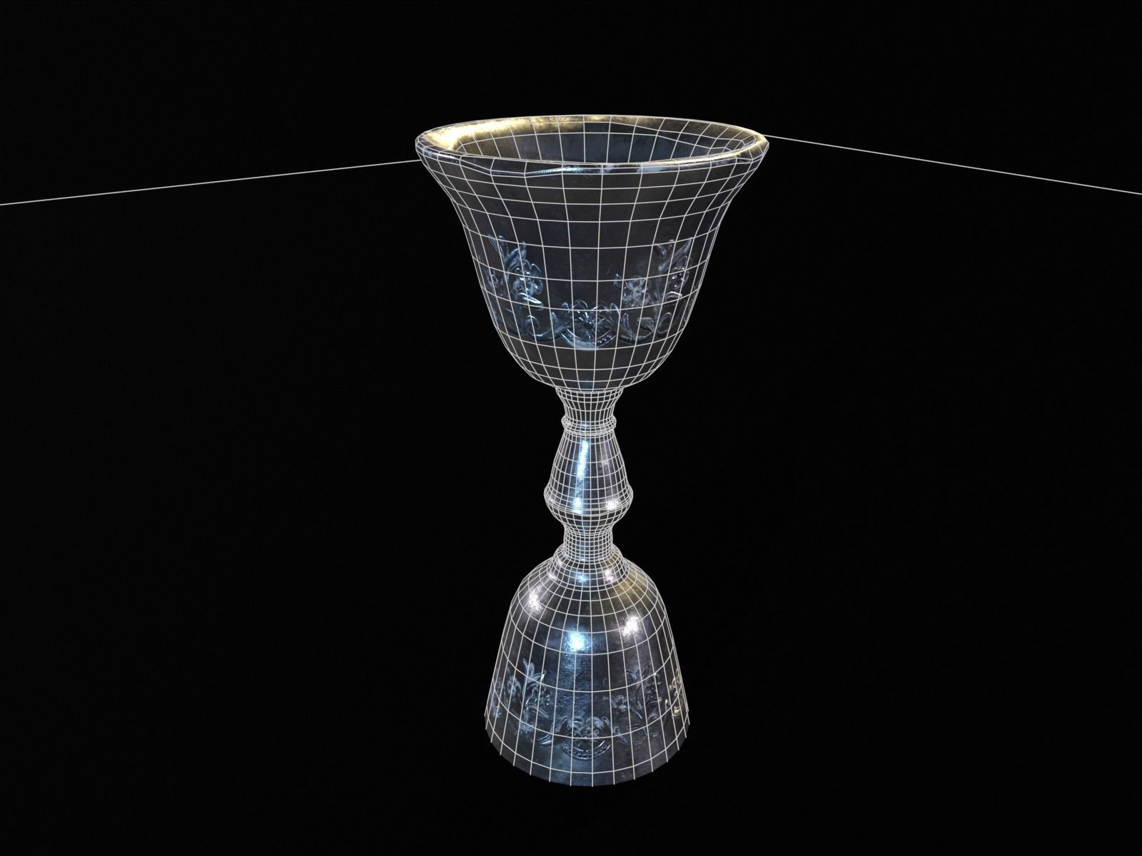 Royal Elegant Skinny Chalice Low-poly 3D model_5