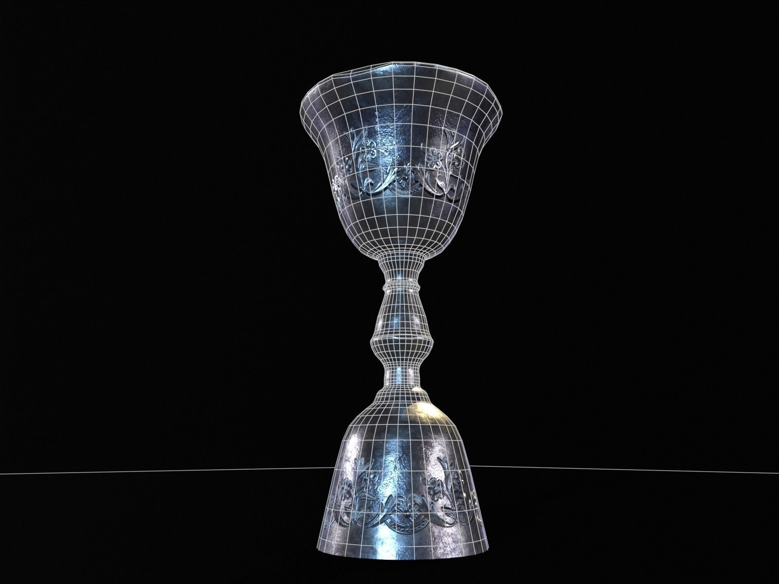 Royal Elegant Skinny Chalice Low-poly 3D model_17