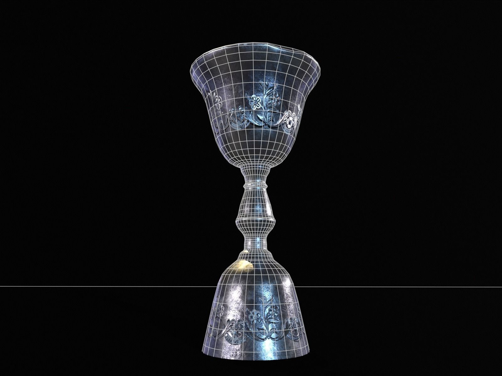Royal Elegant Skinny Chalice Low-poly 3D model_19