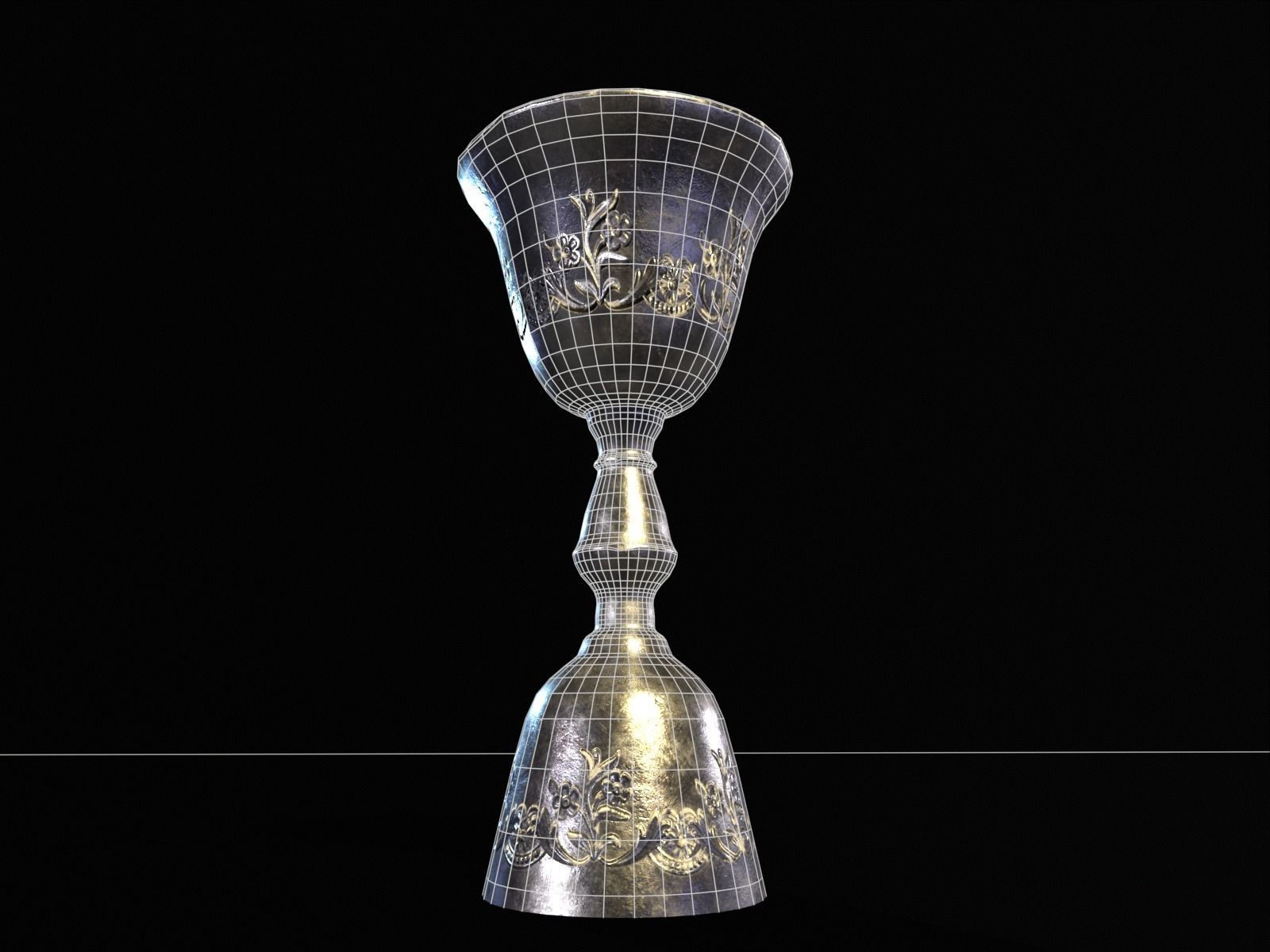 Royal Elegant Skinny Chalice Low-poly 3D model_13