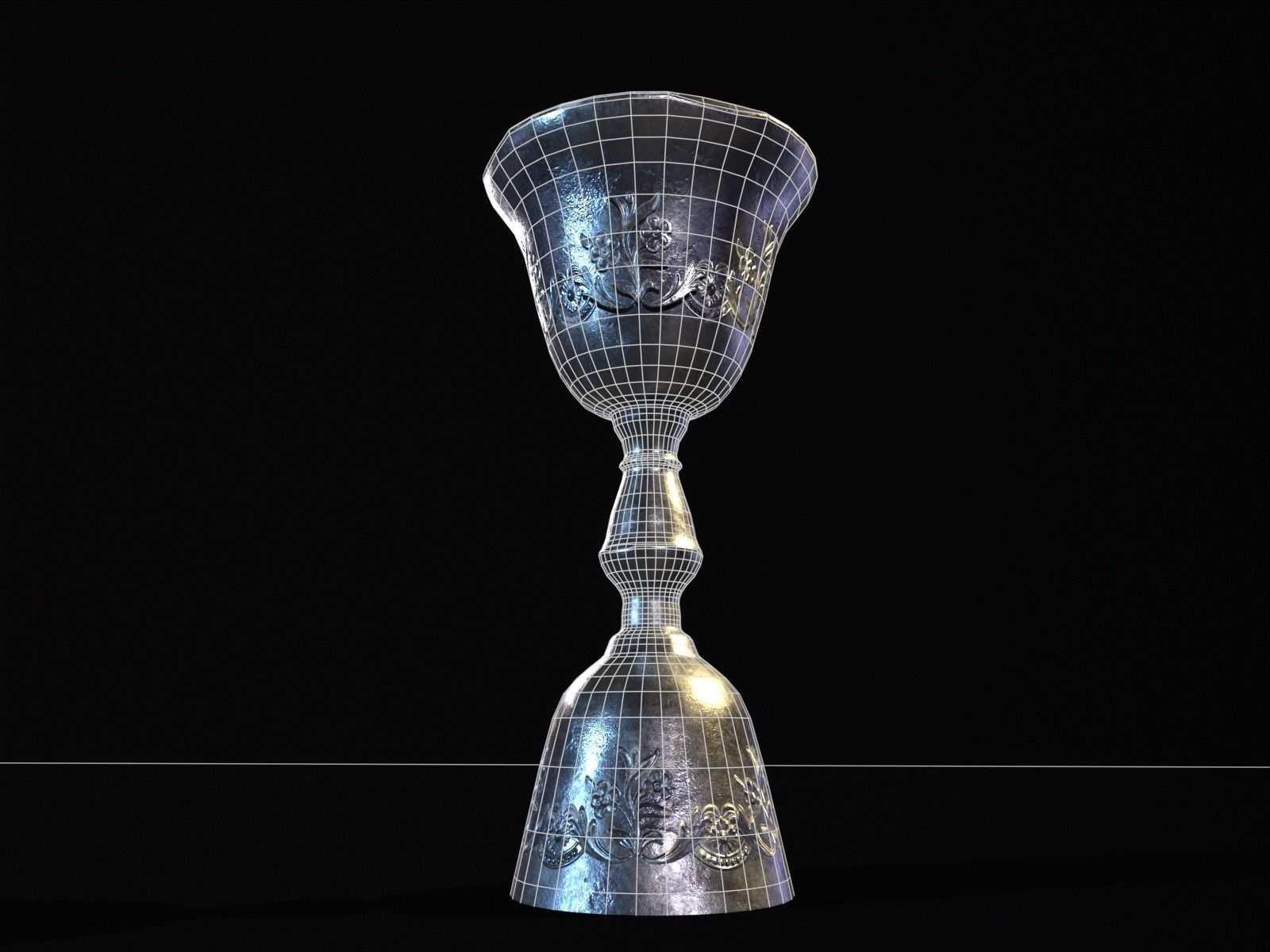 Royal Elegant Skinny Chalice Low-poly 3D model_15