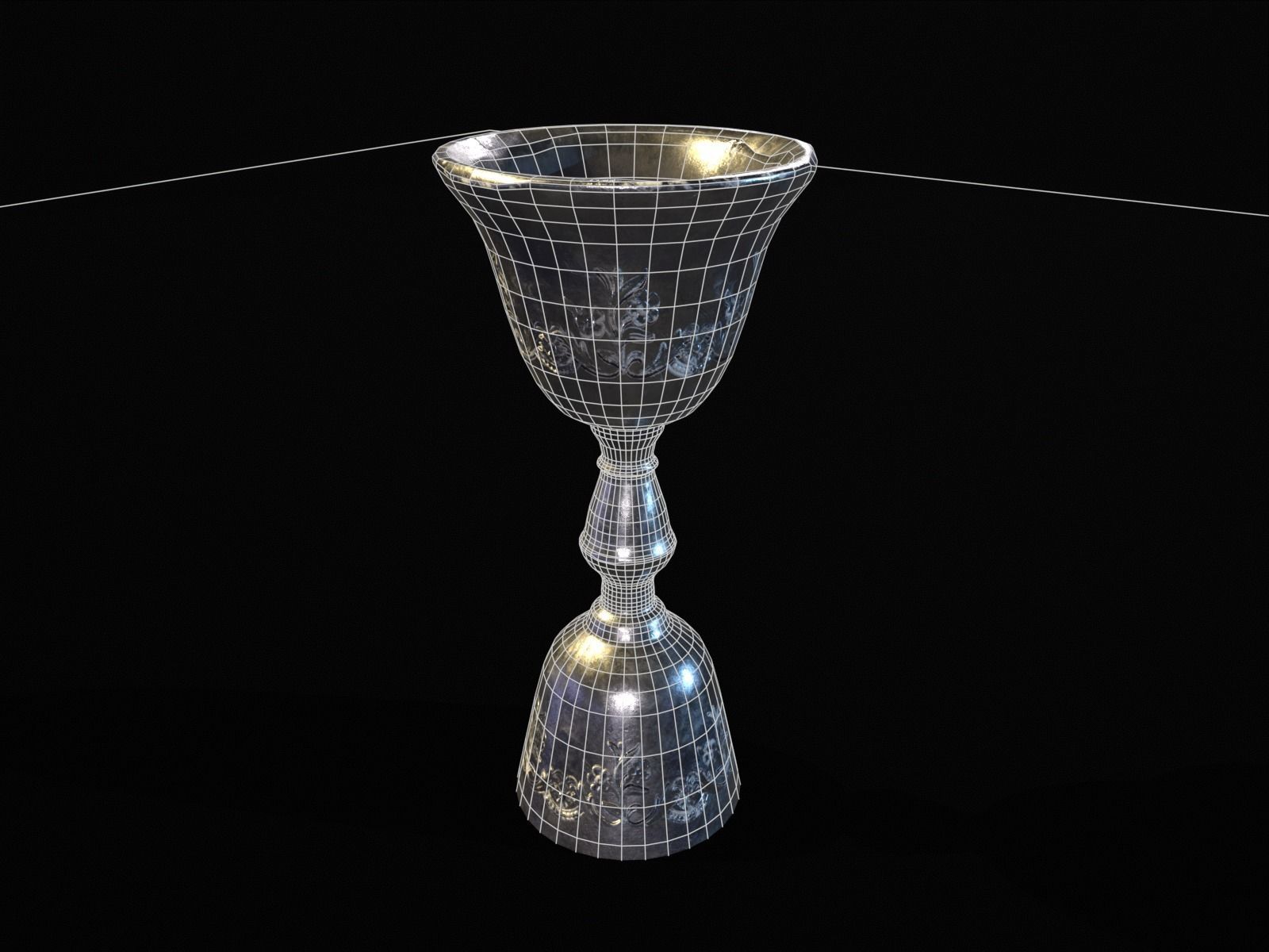 Royal Elegant Skinny Chalice Low-poly 3D model_11