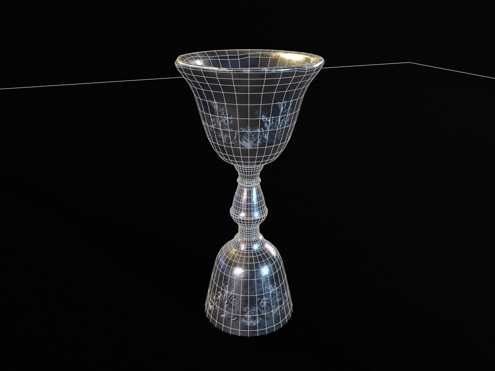 Royal Elegant Skinny Chalice Low-poly 3D model_9