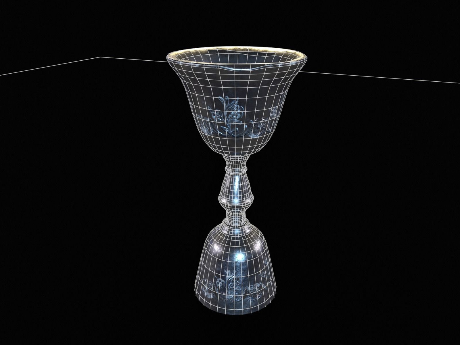 Royal Elegant Skinny Chalice Low-poly 3D model_7