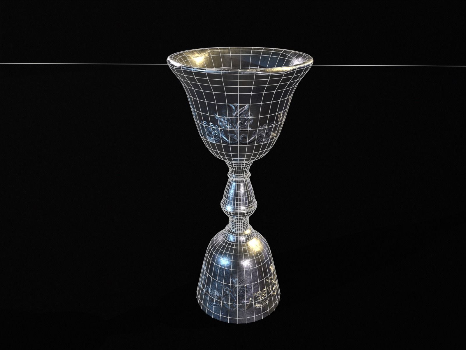 Royal Elegant Skinny Chalice Low-poly 3D model_3