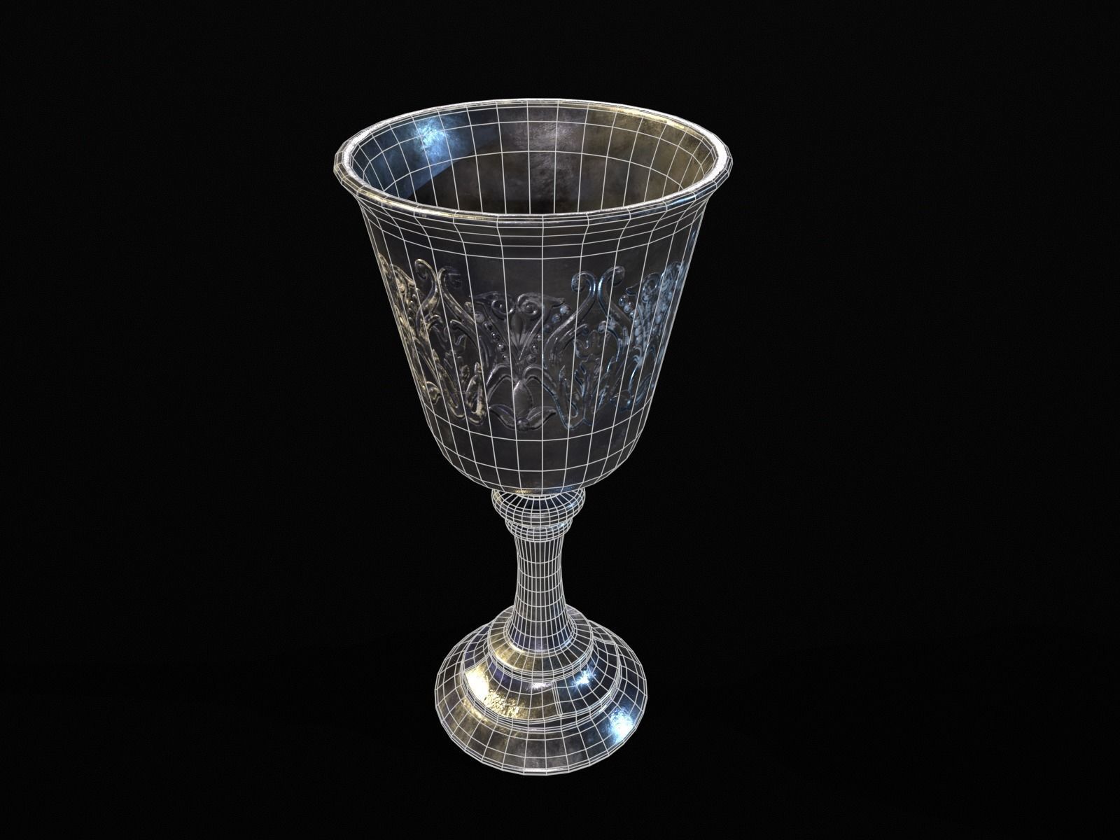 Royal Noble Chalice Low-poly 3D model_7