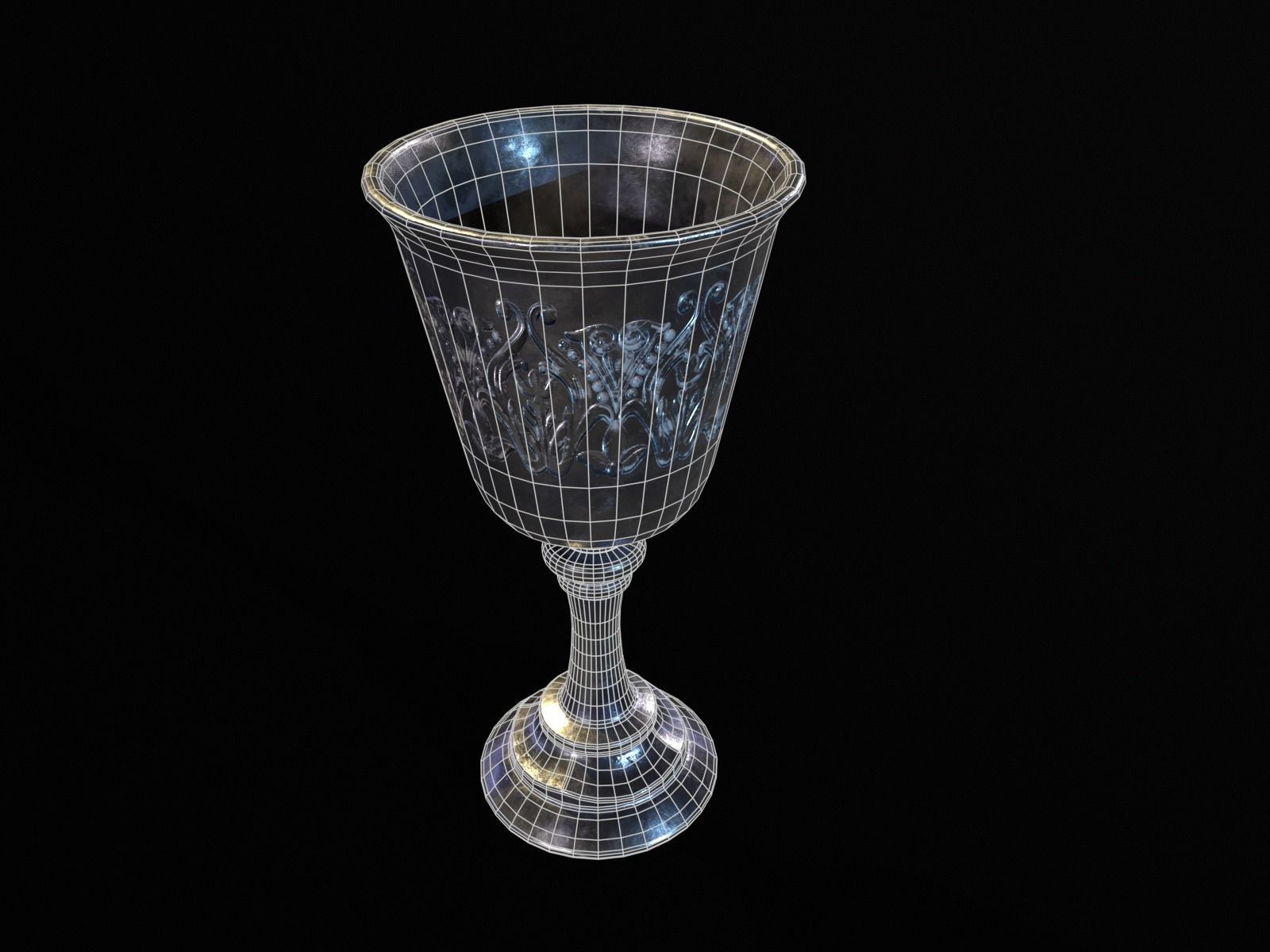 Royal Noble Chalice Low-poly 3D model_9
