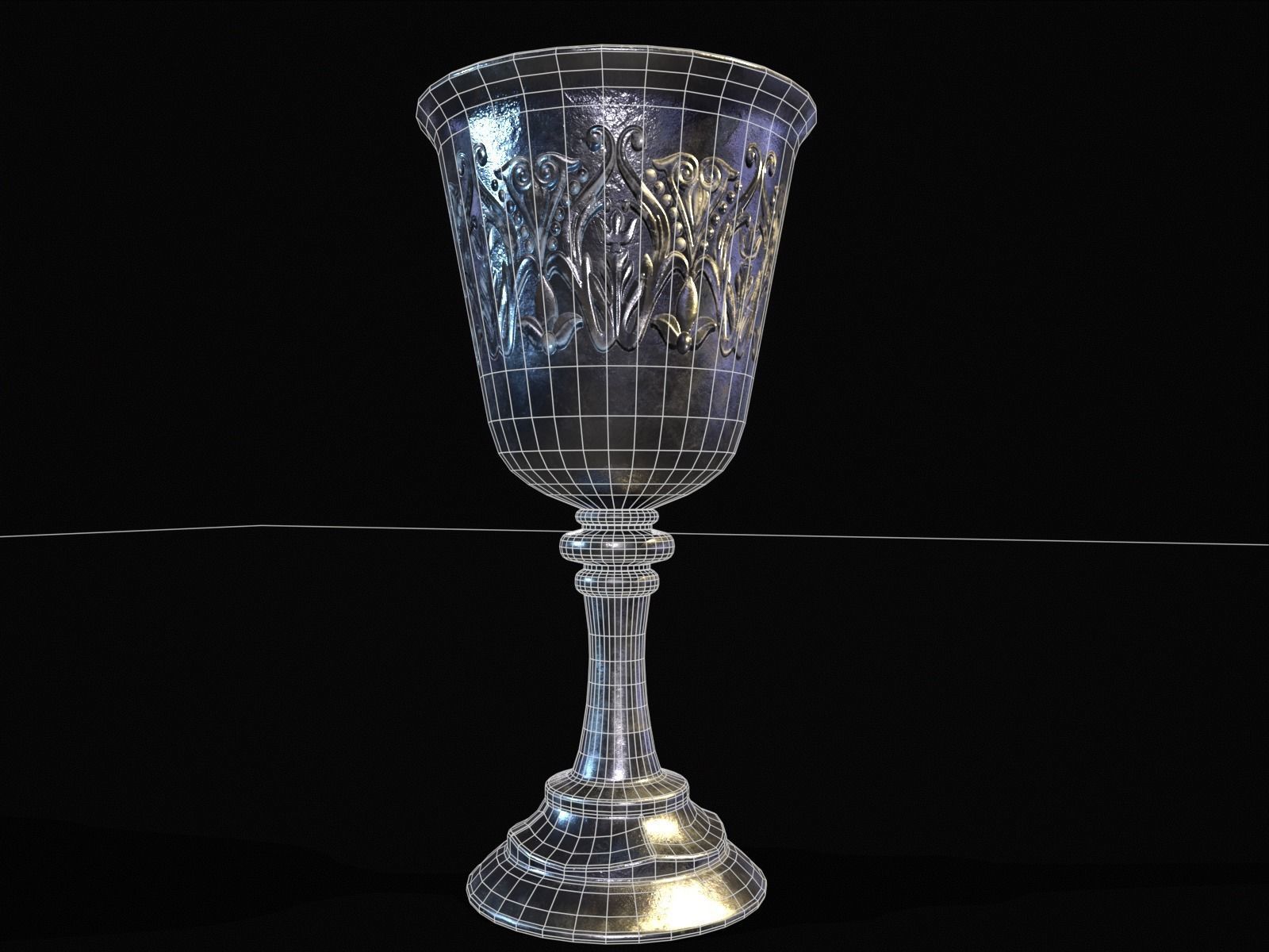 Royal Noble Chalice Low-poly 3D model_15