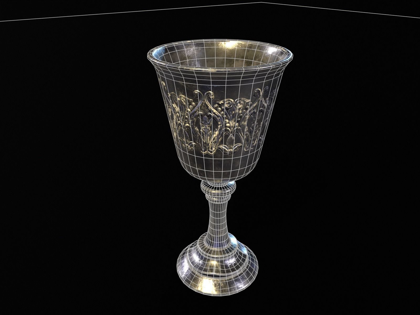 Royal Noble Chalice Low-poly 3D model_3