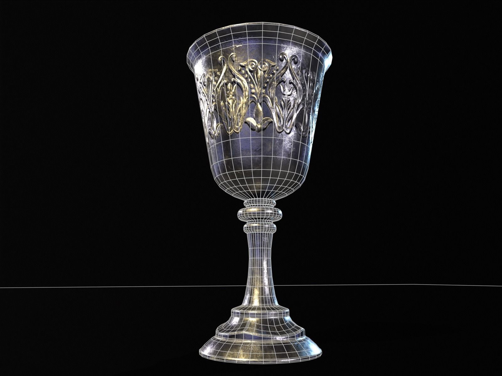 Royal Noble Chalice Low-poly 3D model_19