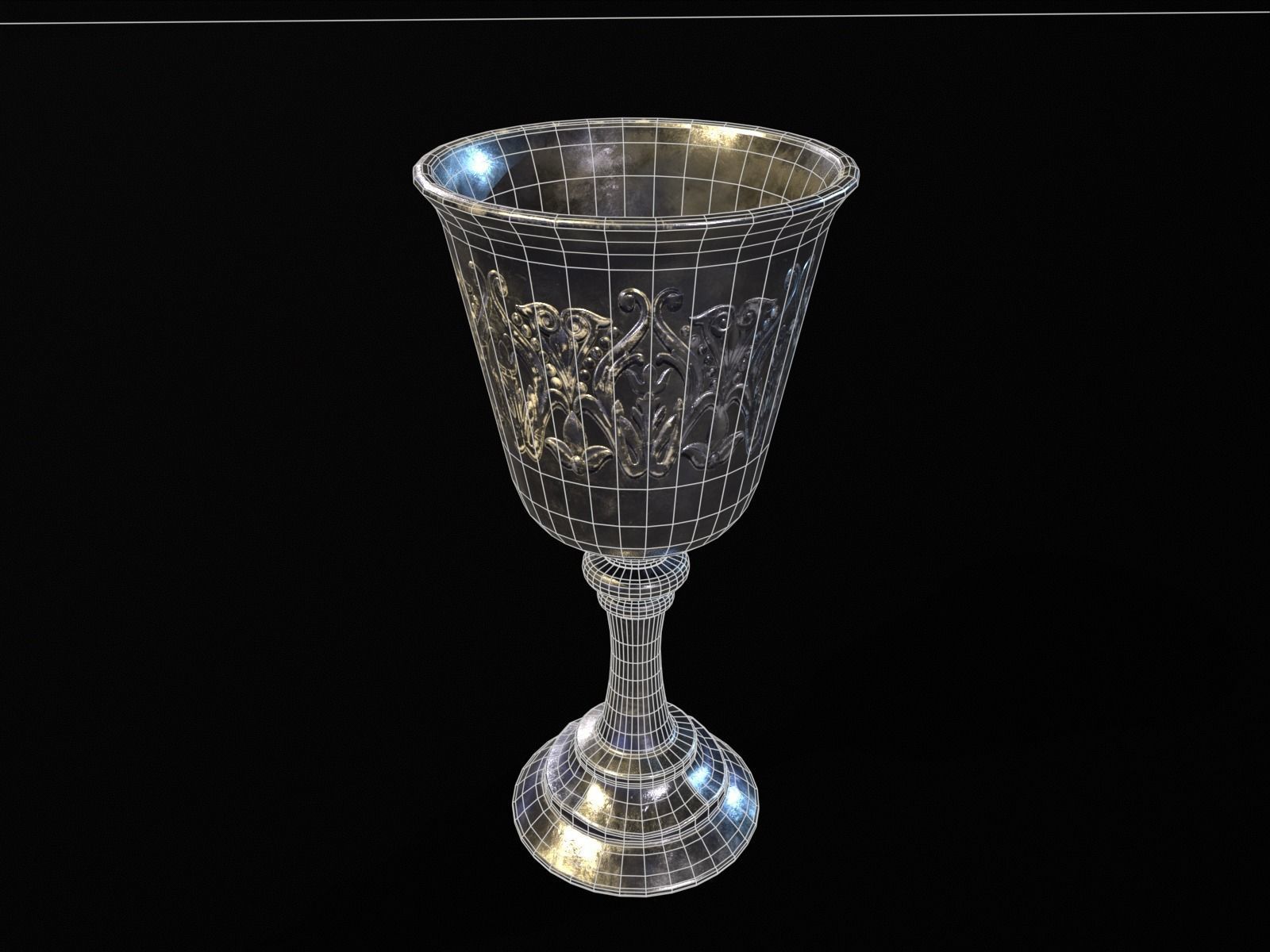 Royal Noble Chalice Low-poly 3D model_5
