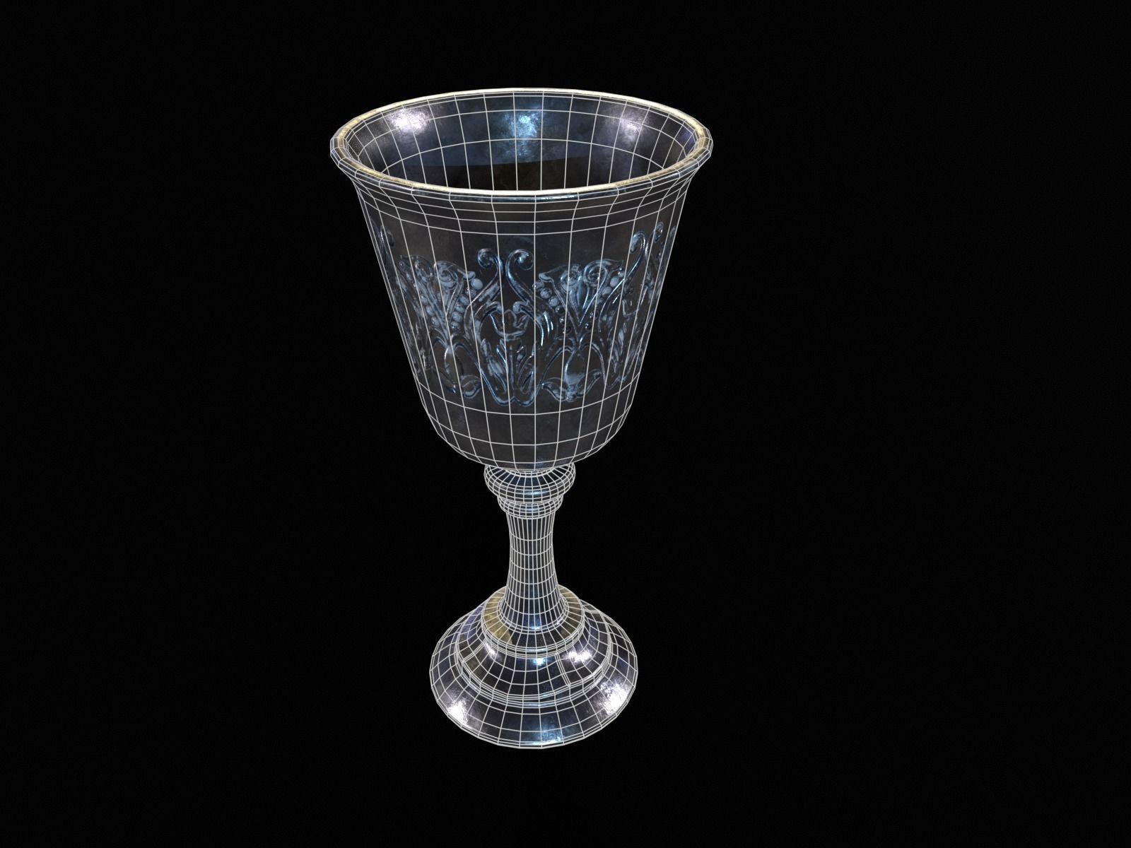 Royal Noble Chalice Low-poly 3D model_11