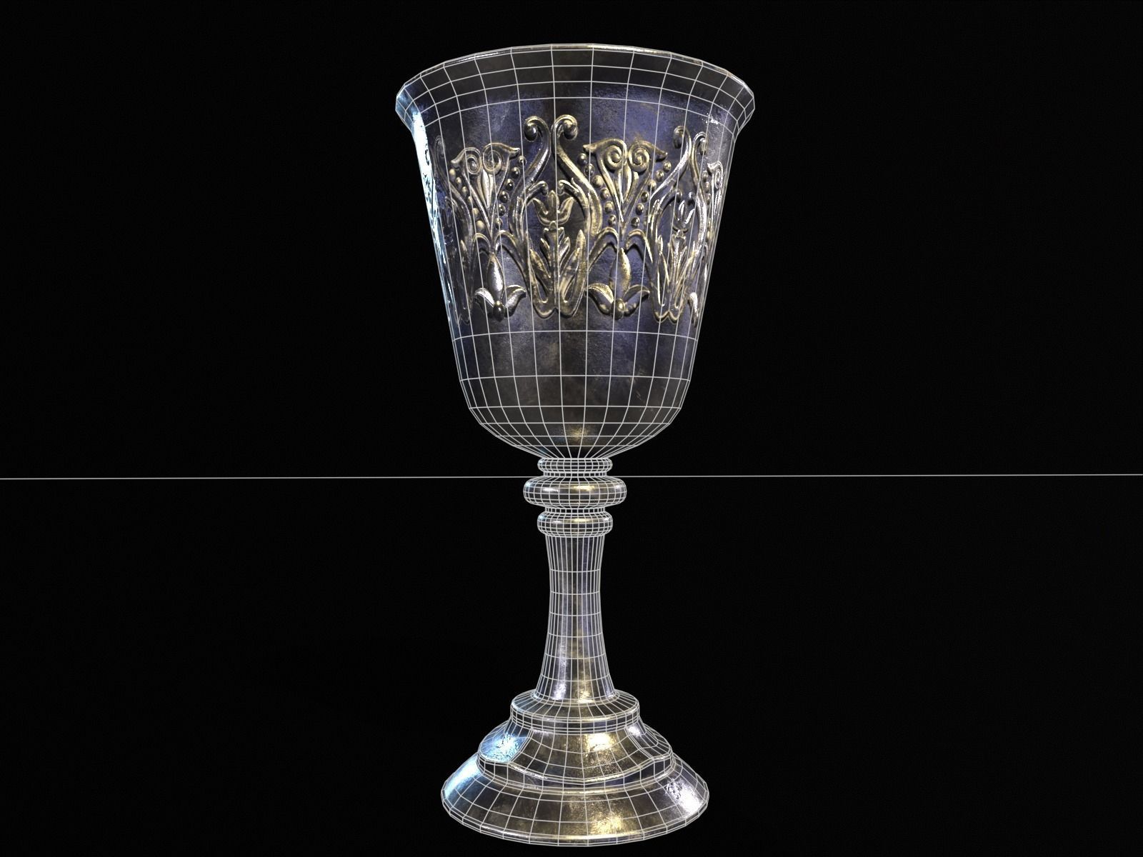 Royal Noble Chalice Low-poly 3D model_17