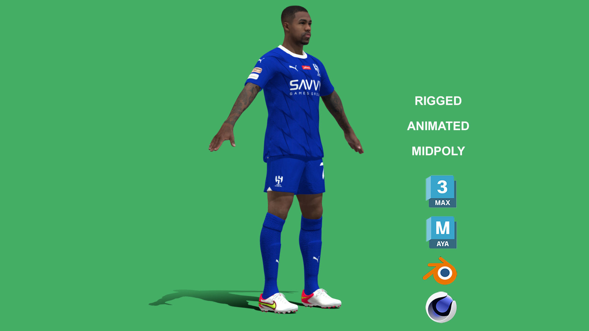 3D Rigged Malcom Al-Hilal 2024 3D model_6