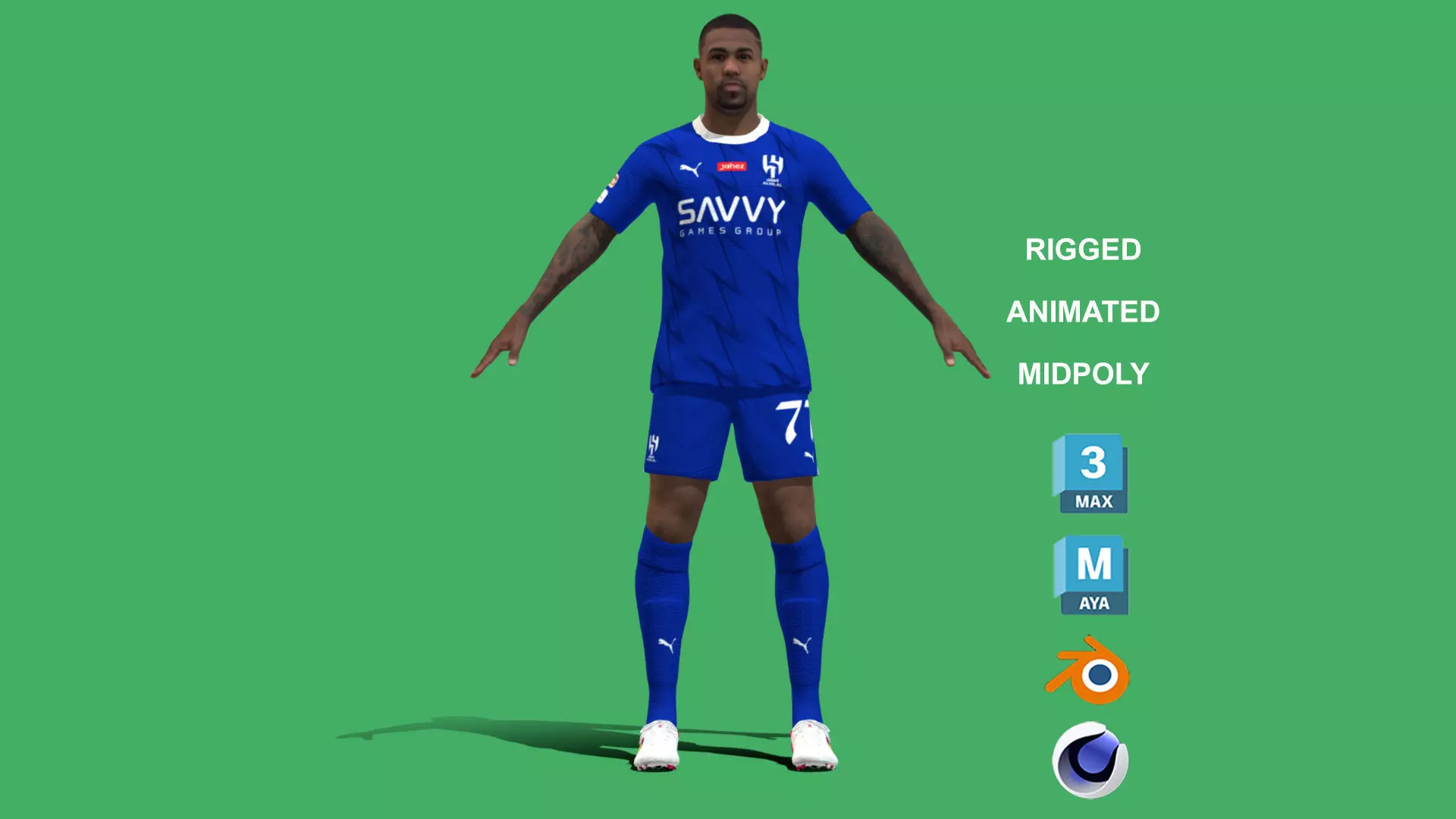 3D Rigged Malcom Al-Hilal 2024 3D model_0
