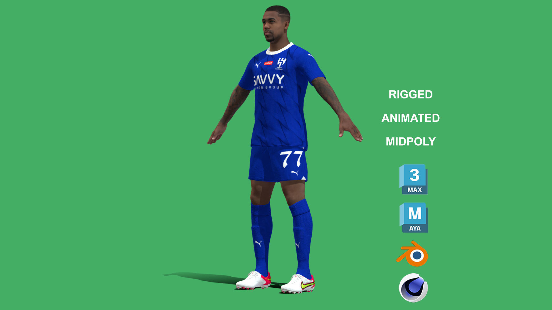 3D Rigged Malcom Al-Hilal 2024 3D model_12