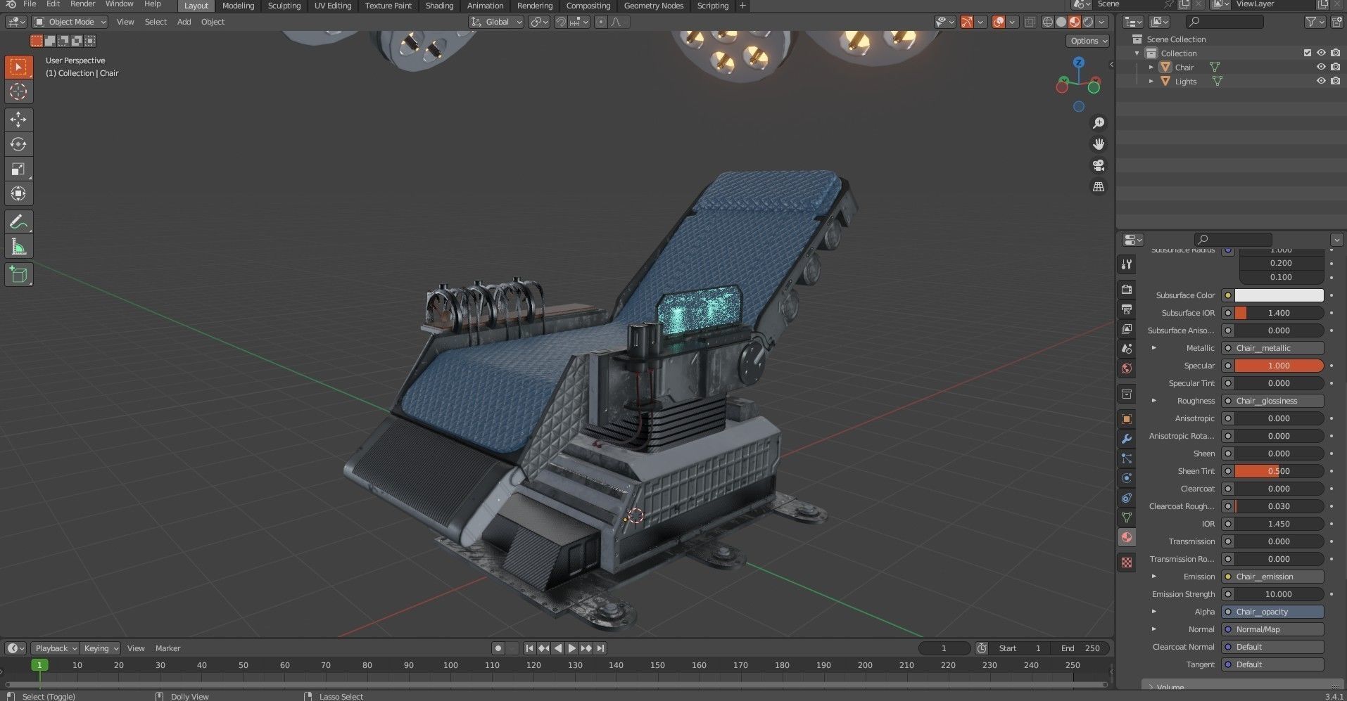 Sci-fi Medical Lab Chair Low-poly 3D model_18