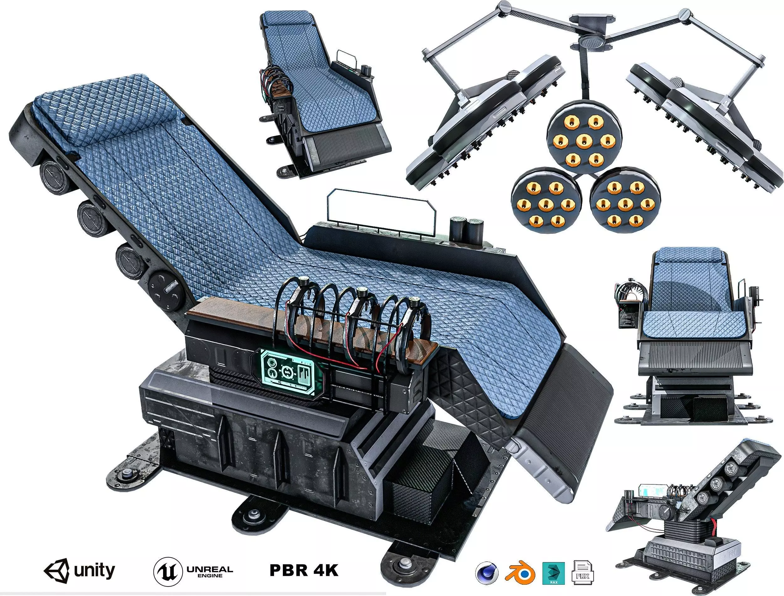 Sci-fi Medical Lab Chair Low-poly 3D model_0