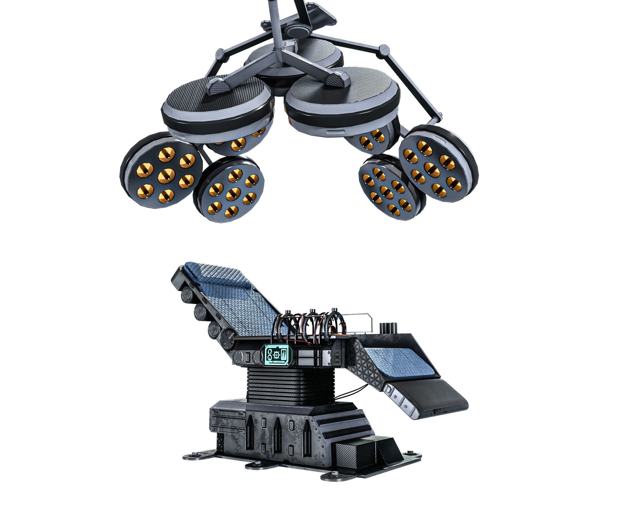 Sci-fi Medical Lab Chair Low-poly 3D model_10