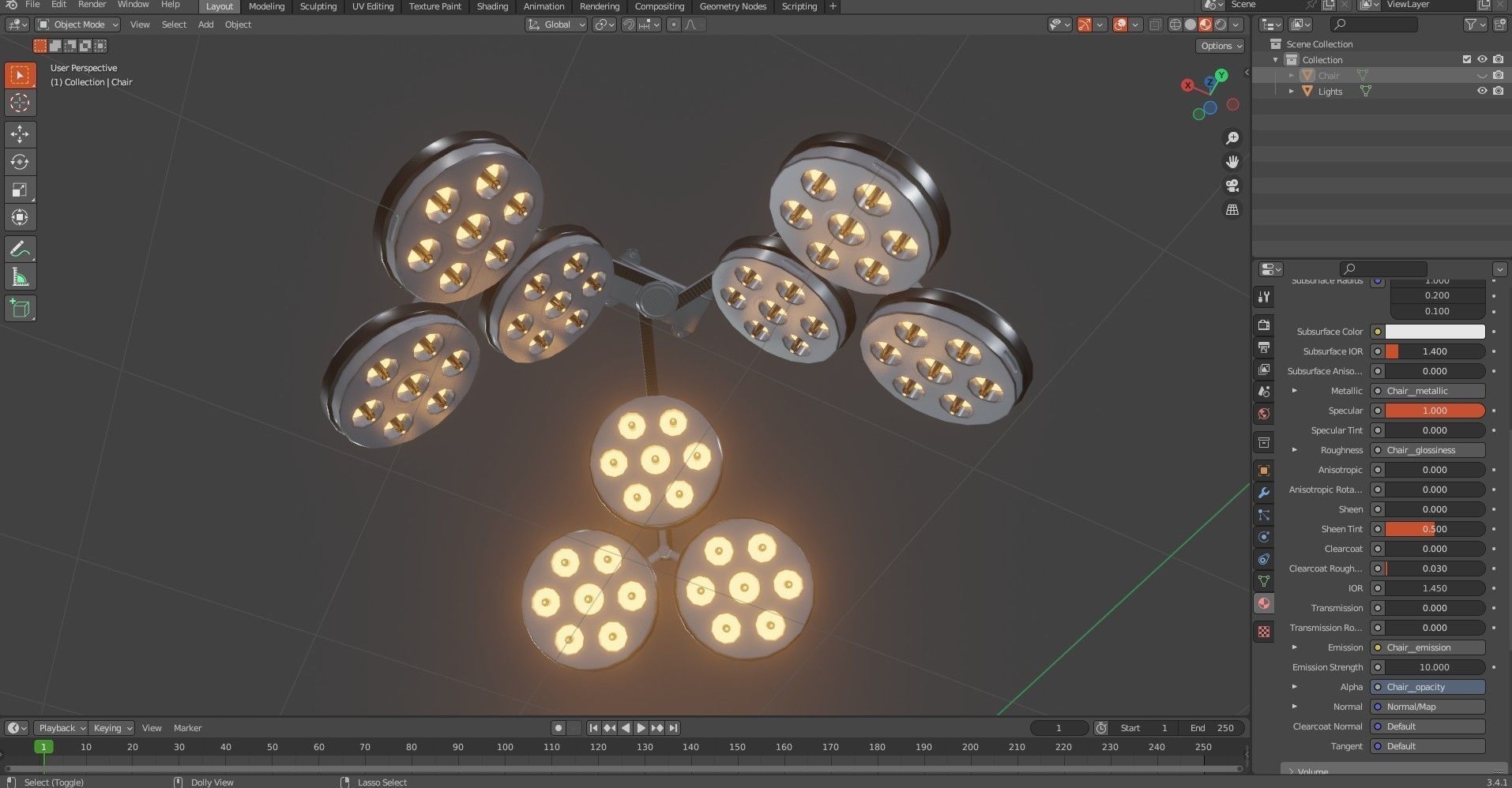Sci-fi Medical Lab Chair Low-poly 3D model_19