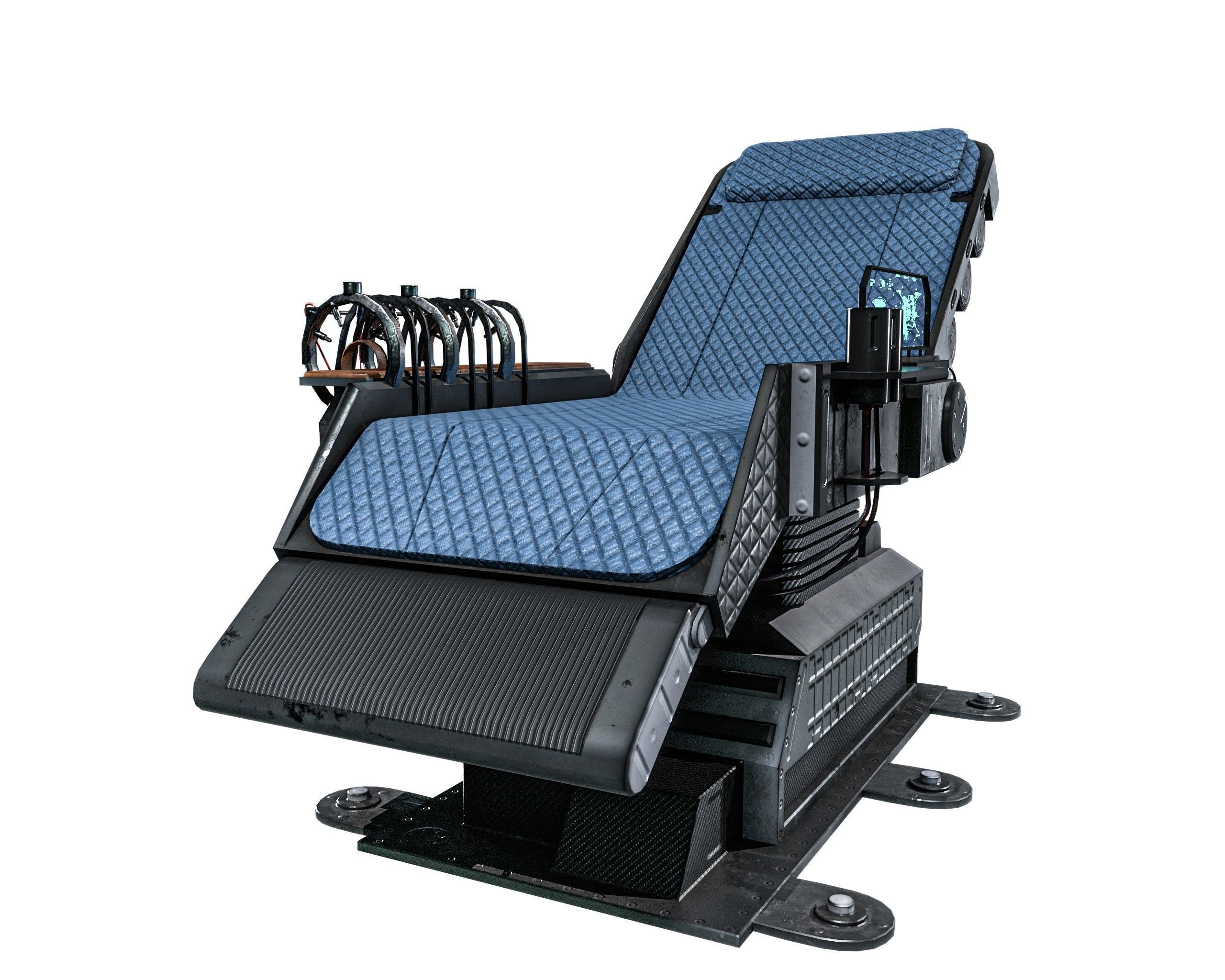 Sci-fi Medical Lab Chair Low-poly 3D model_4
