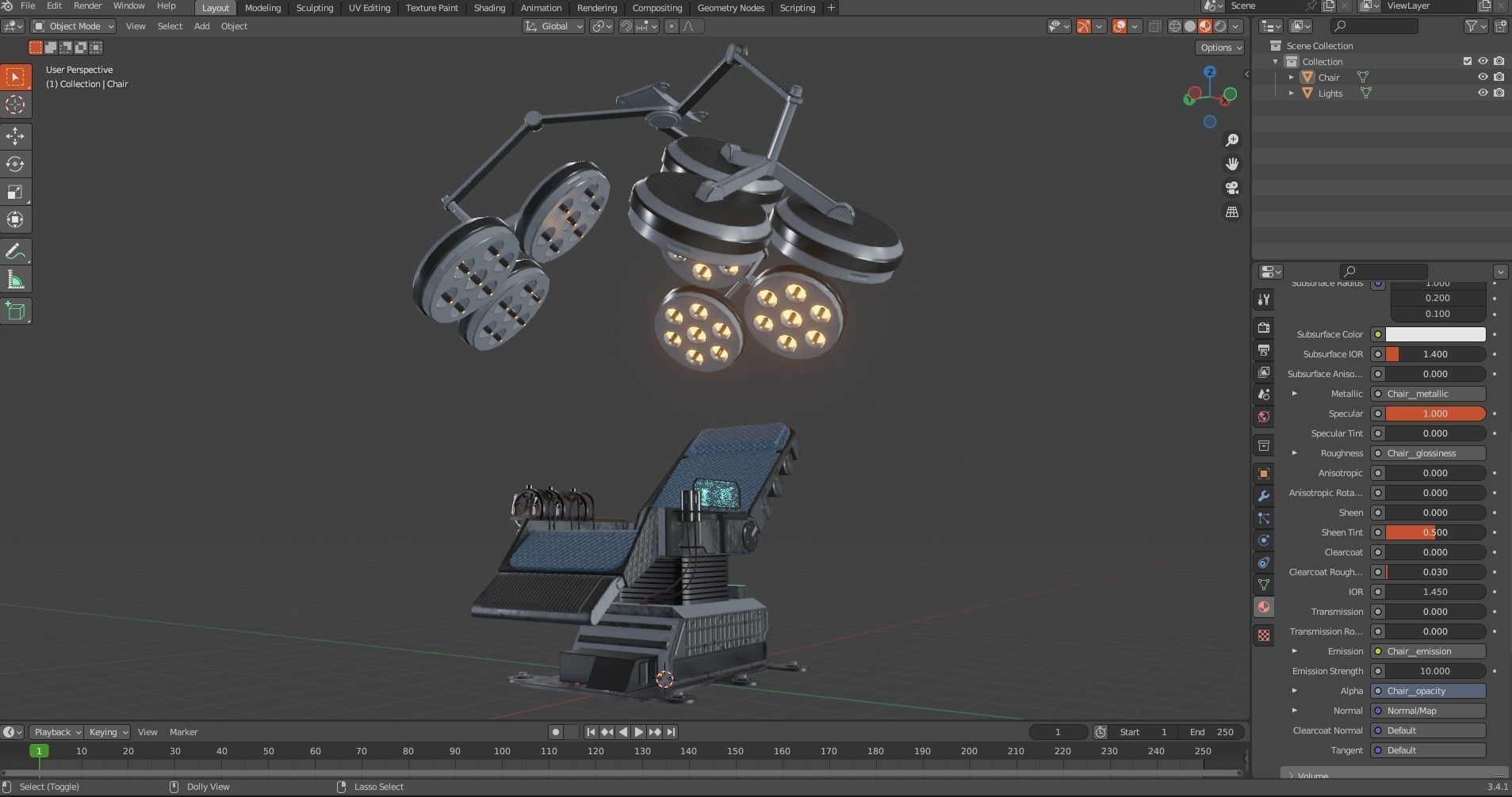 Sci-fi Medical Lab Chair Low-poly 3D model_17