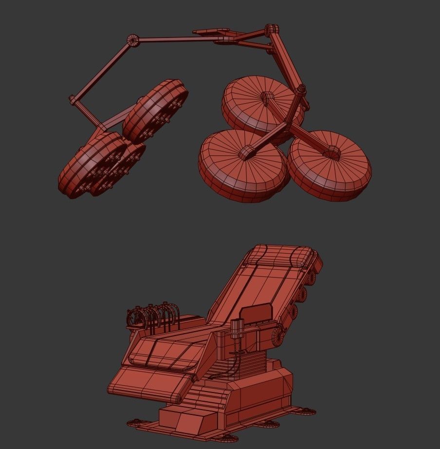 Sci-fi Medical Lab Chair Low-poly 3D model_20