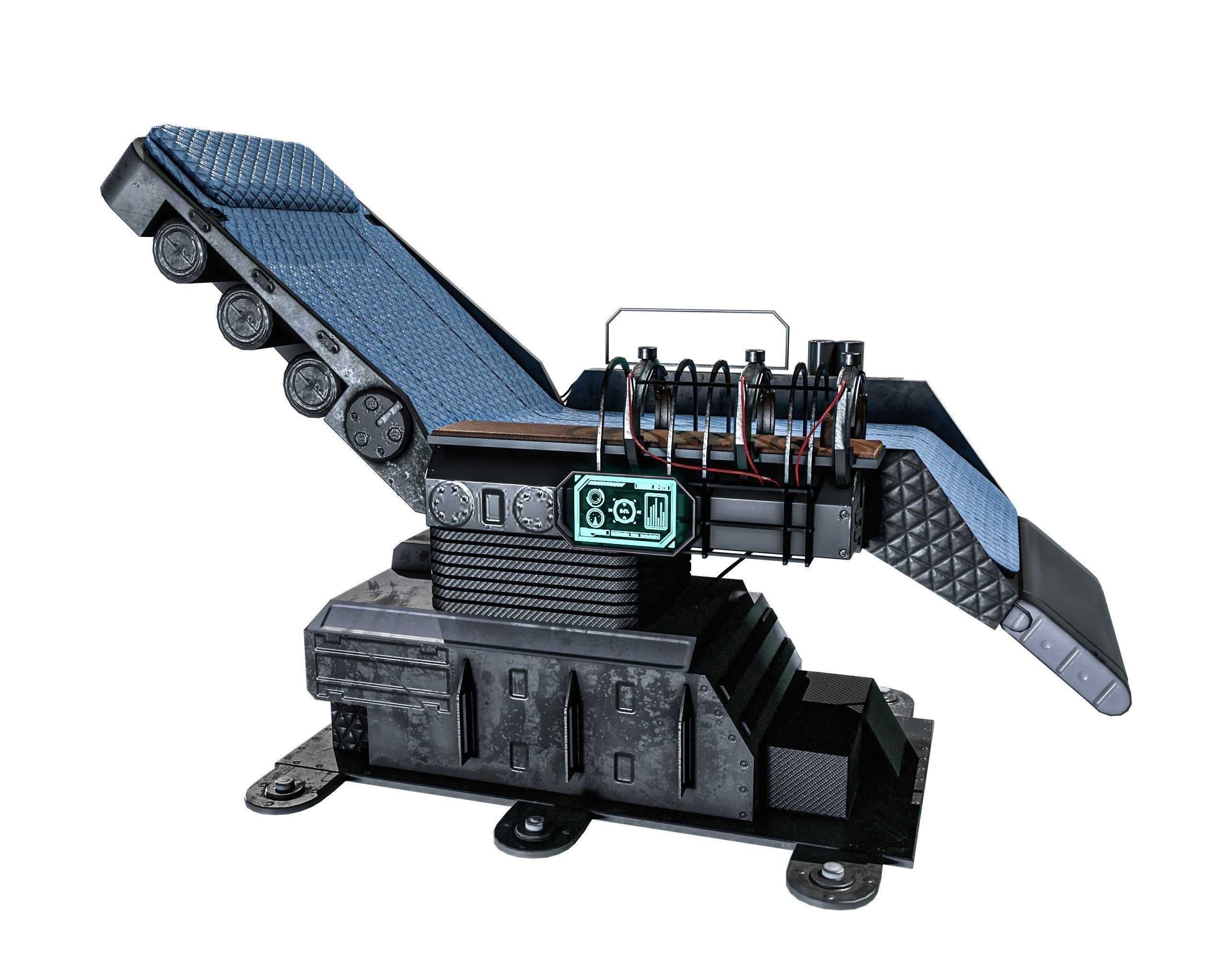 Sci-fi Medical Lab Chair Low-poly 3D model_9