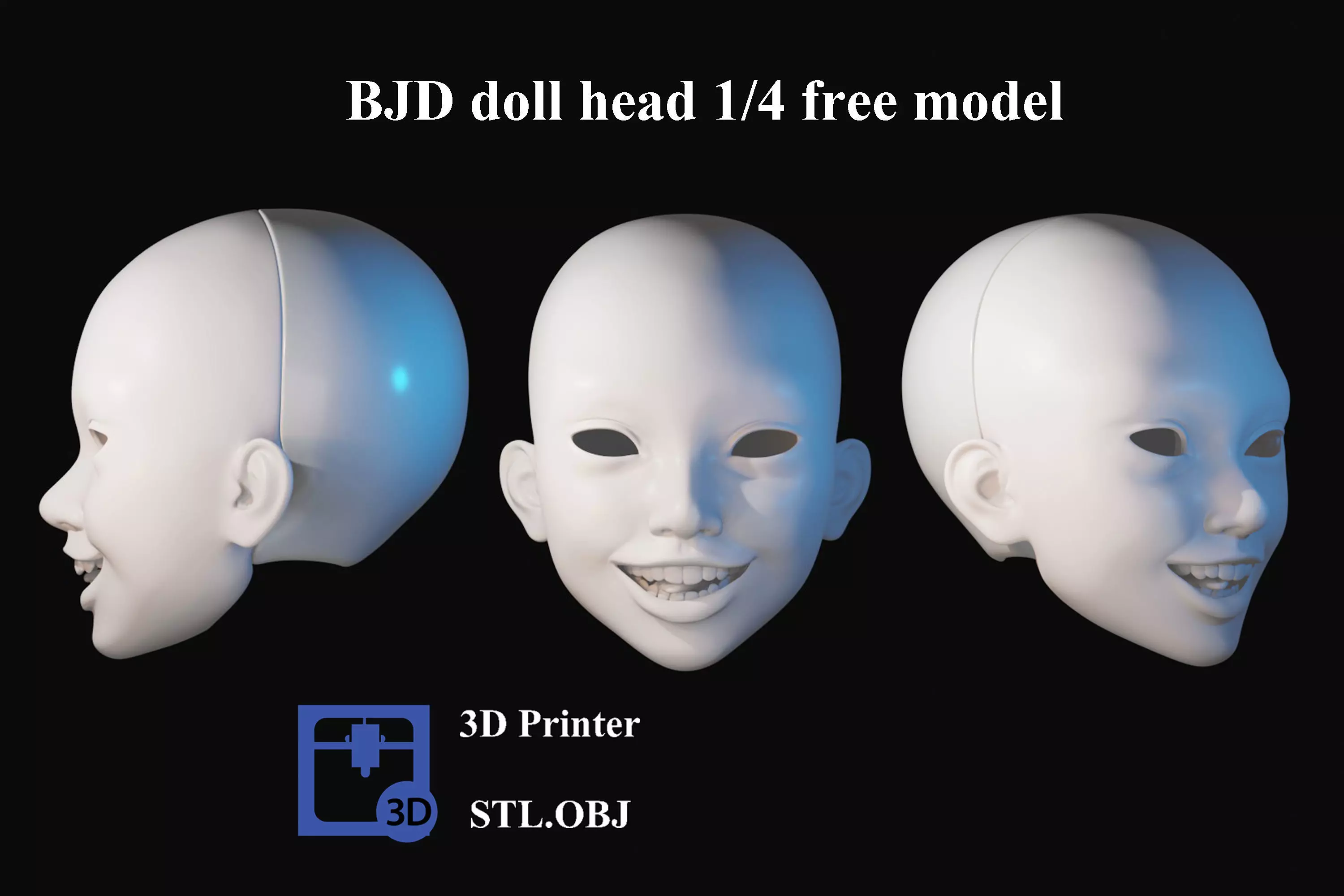 BJD doll 3D doll head model AT001 3D print Free model Free 3D print model