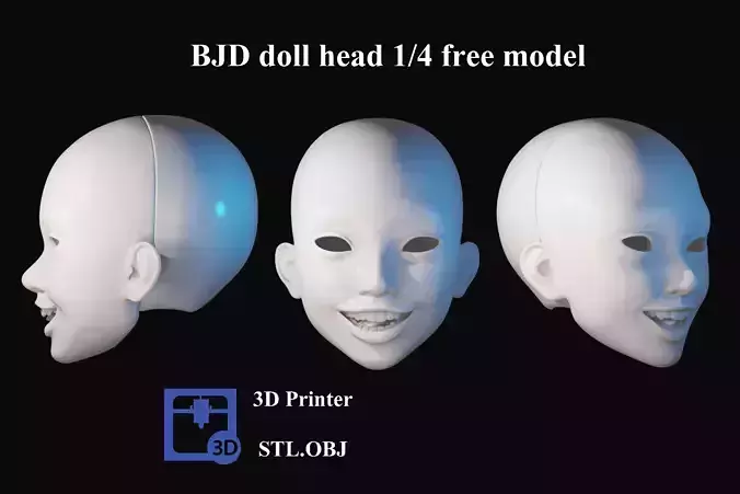 BJD doll 3D doll head model AT001 3D print Free model Free 3D print model
