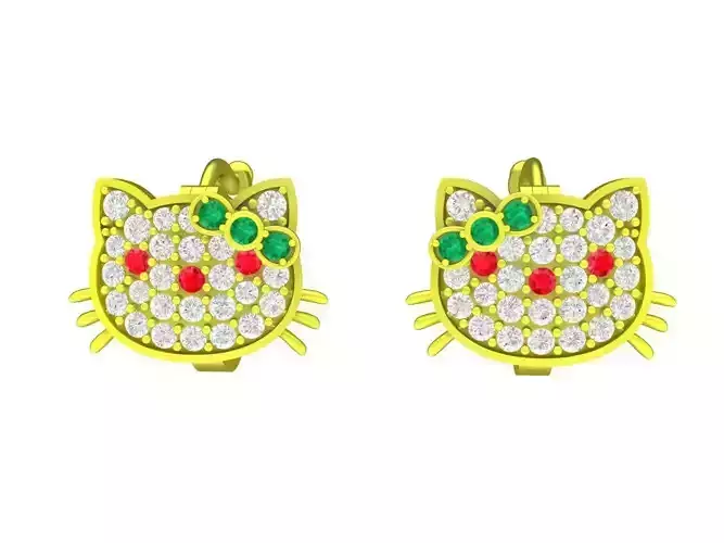 5897 Kute Cat Diamond Earring 
