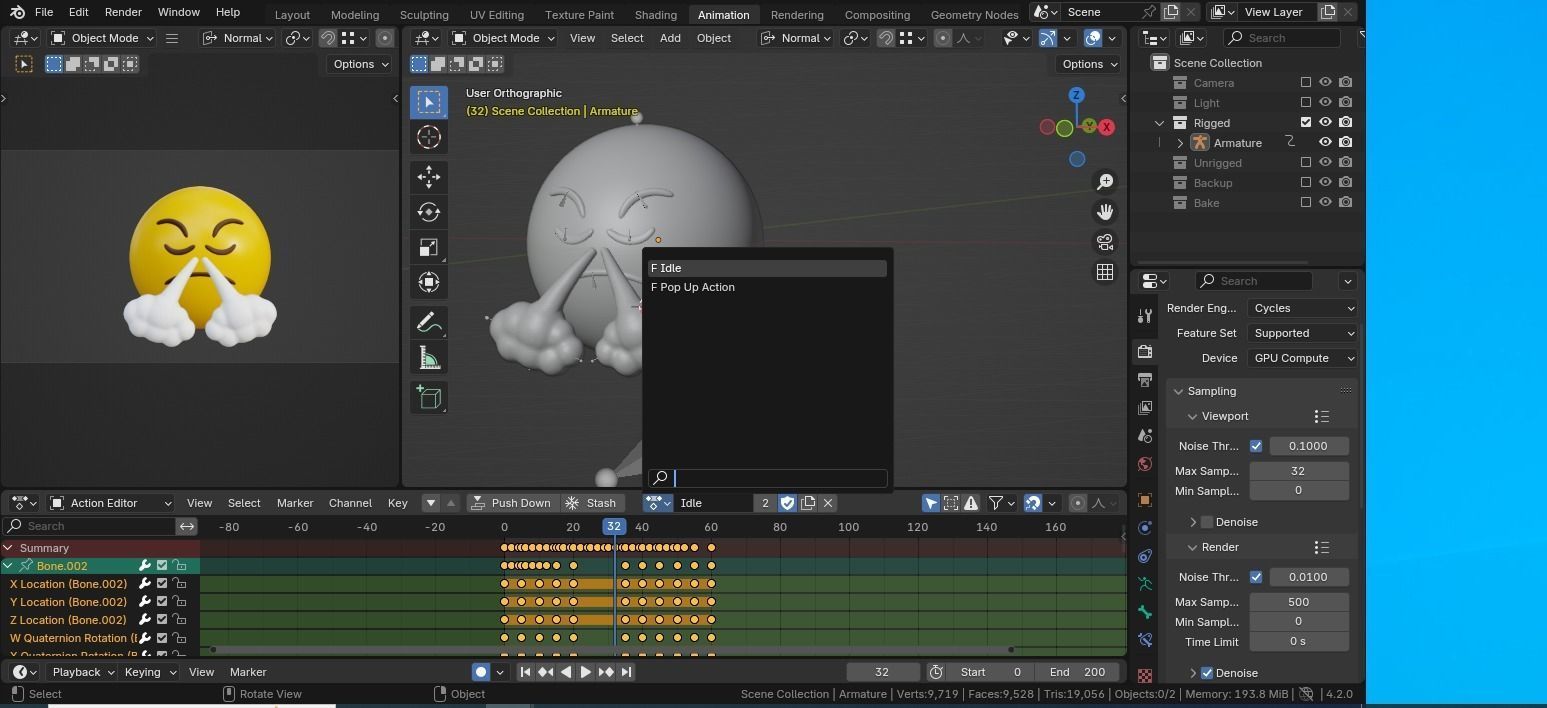 Frustrated Steam Face Emoticon Emoji or Smiley 3D model_8