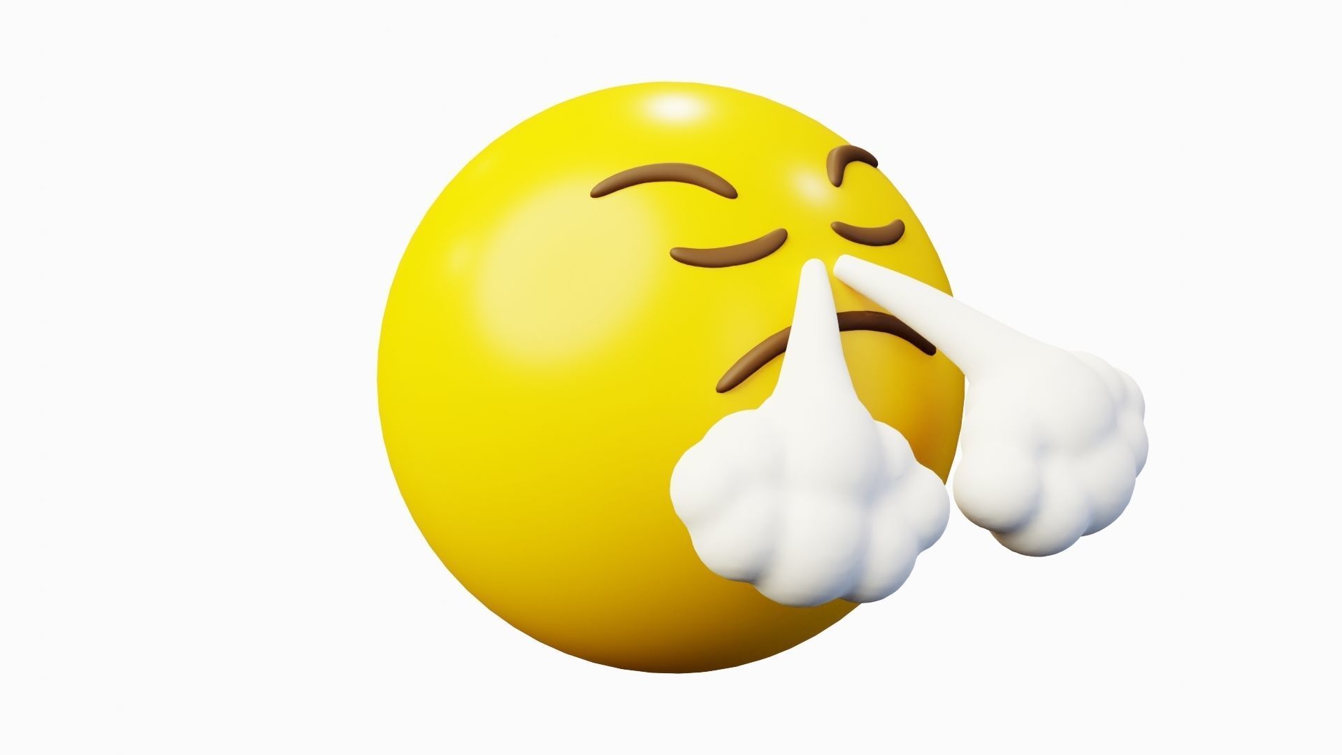 Frustrated Steam Face Emoticon Emoji or Smiley 3D model_4