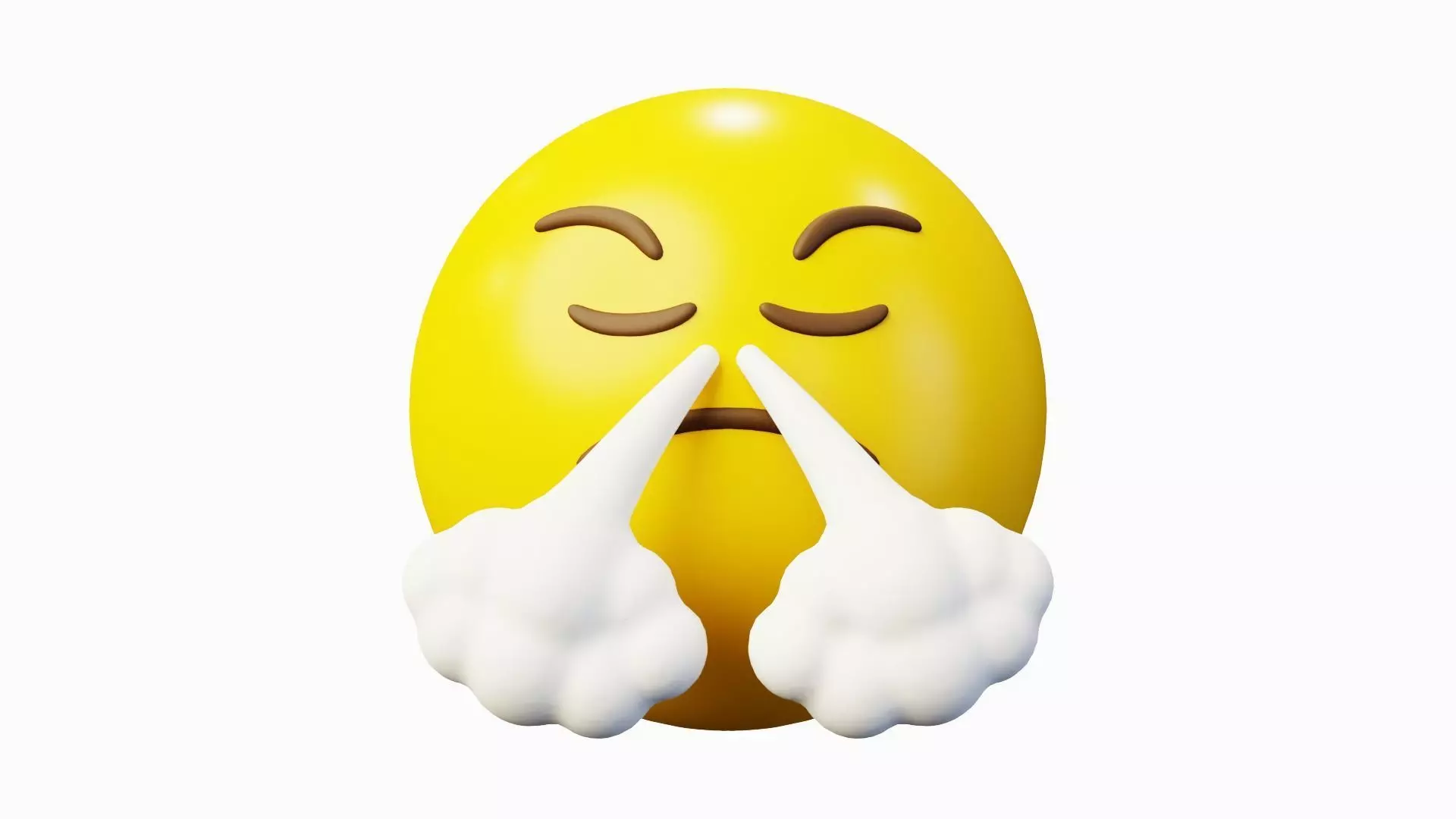 Frustrated Steam Face Emoticon Emoji or Smiley 3D model_0