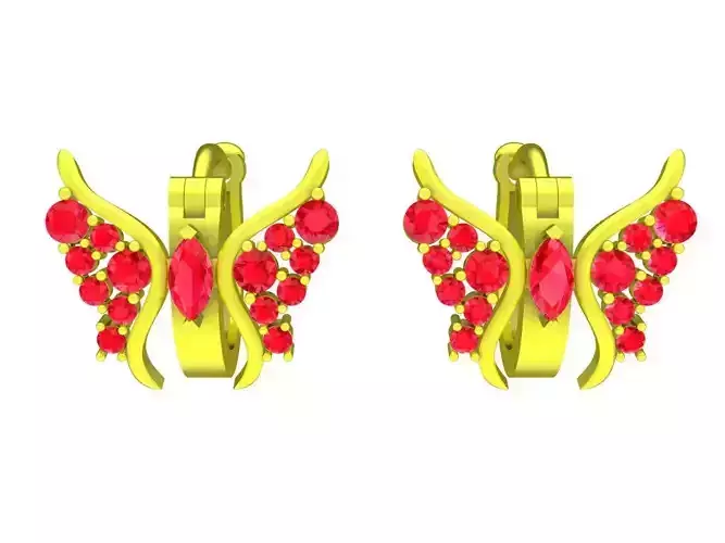 Luxury Butterfly Hoop Earrings 3D Model for Fine Jewelry 5898 3D print model