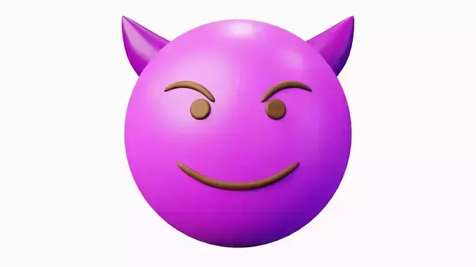 Evil Purple Emoticon Emoji or Smiley 3D model