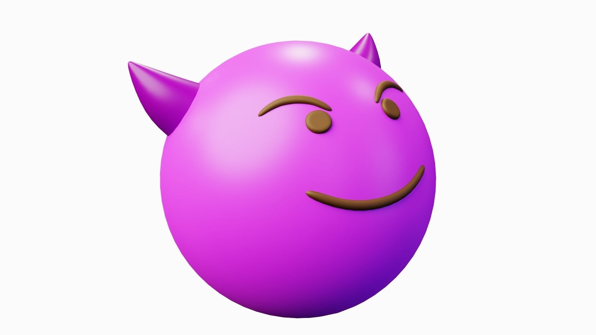 Evil Purple Emoticon Emoji or Smiley 3D model_4