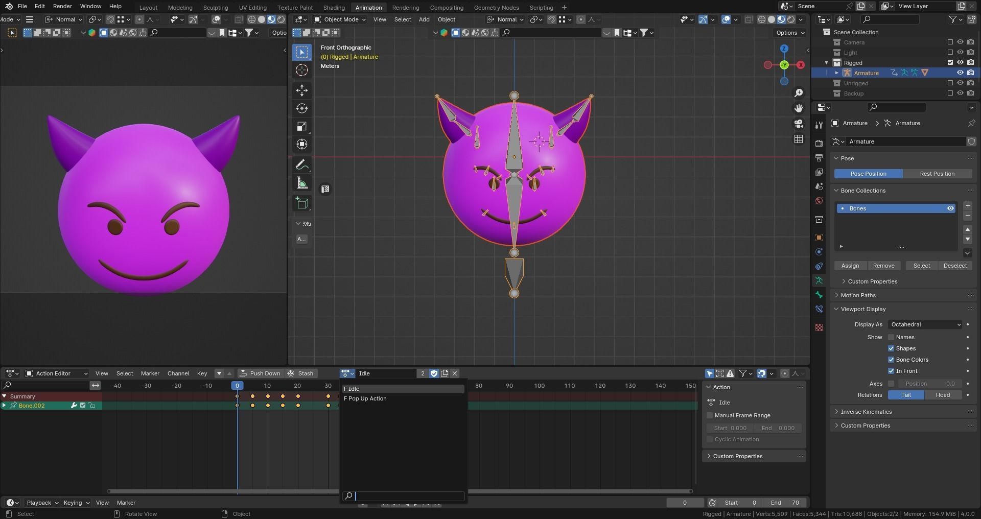 Evil Purple Emoticon Emoji or Smiley 3D model_8