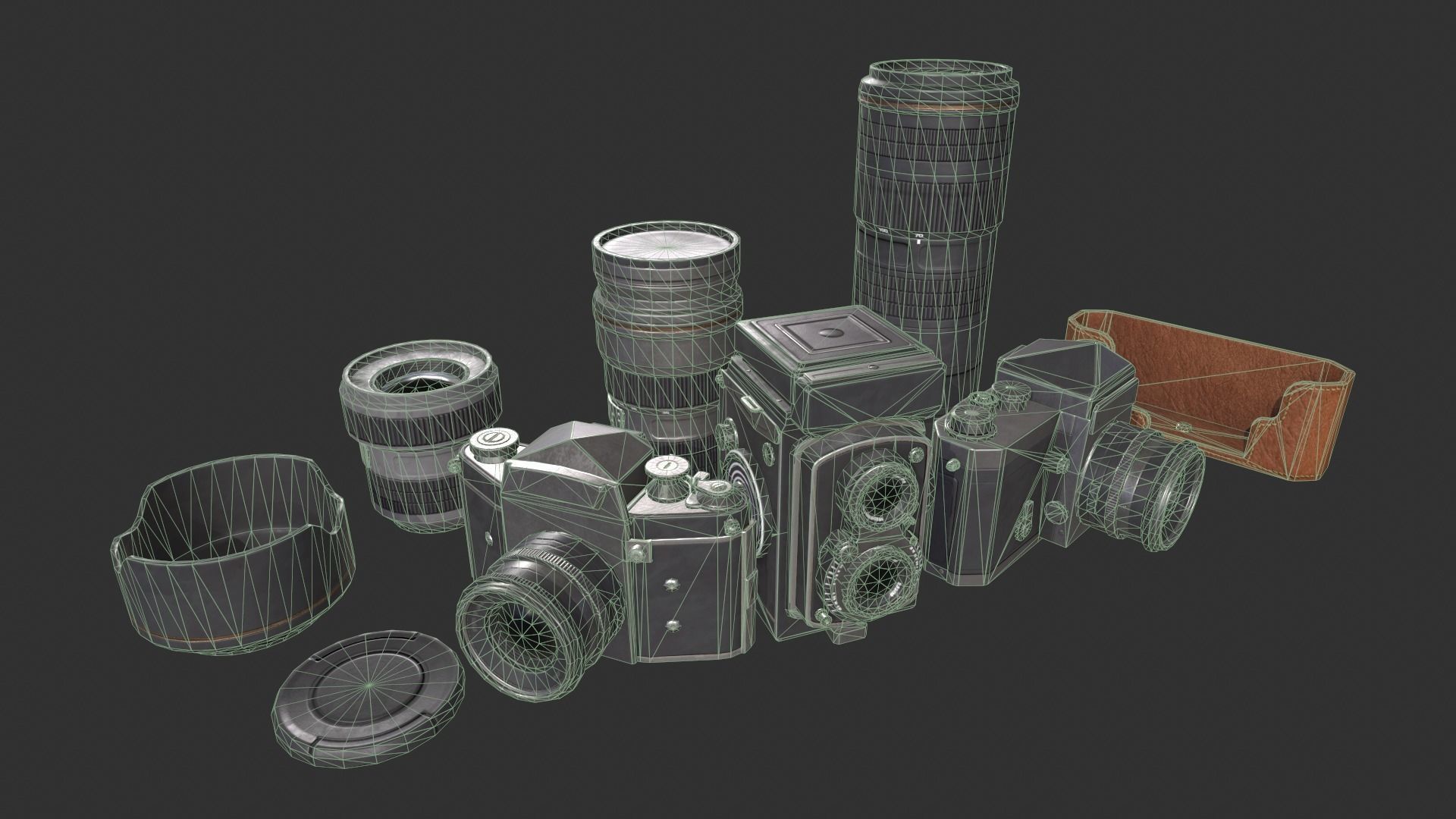 3D model Vintage Camera Set VR / AR / low-poly | CGTrader