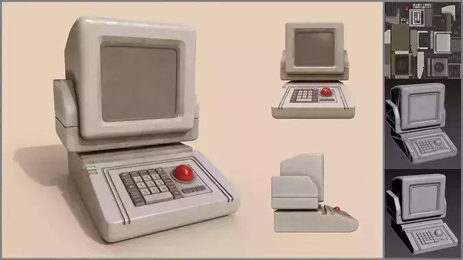 Simple Retrofuturism PC Low-poly 3D model