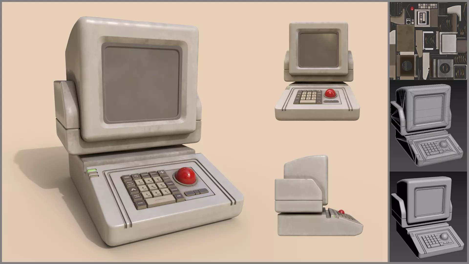 Simple Retrofuturism PC Low-poly 3D model