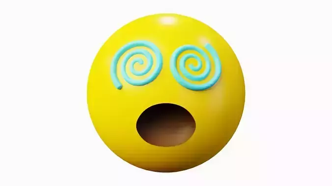 Dizzy with Spiral Eyes Emoticon Emoji or Smiley 3D model