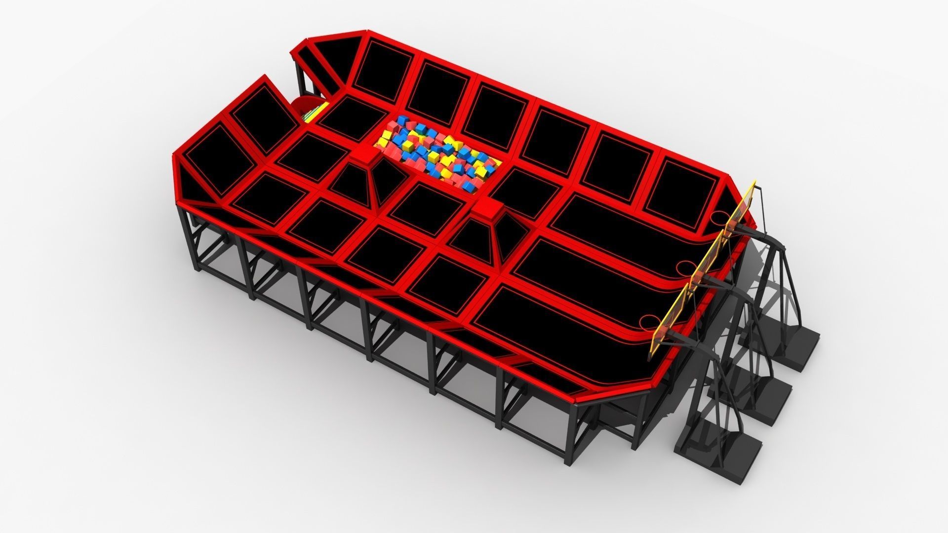 Indoor Trampoline Playground 3D model_2