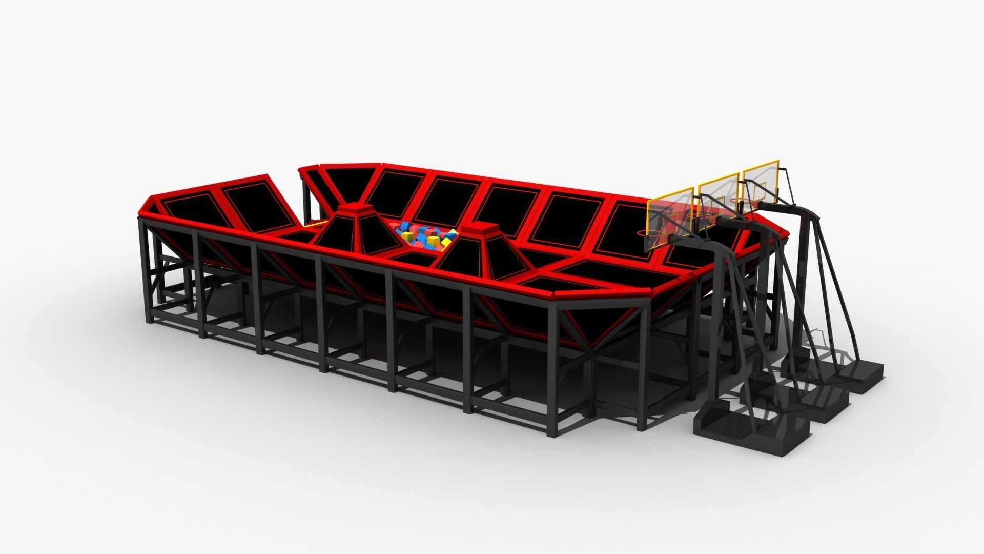 Indoor Trampoline Playground 3D model_4