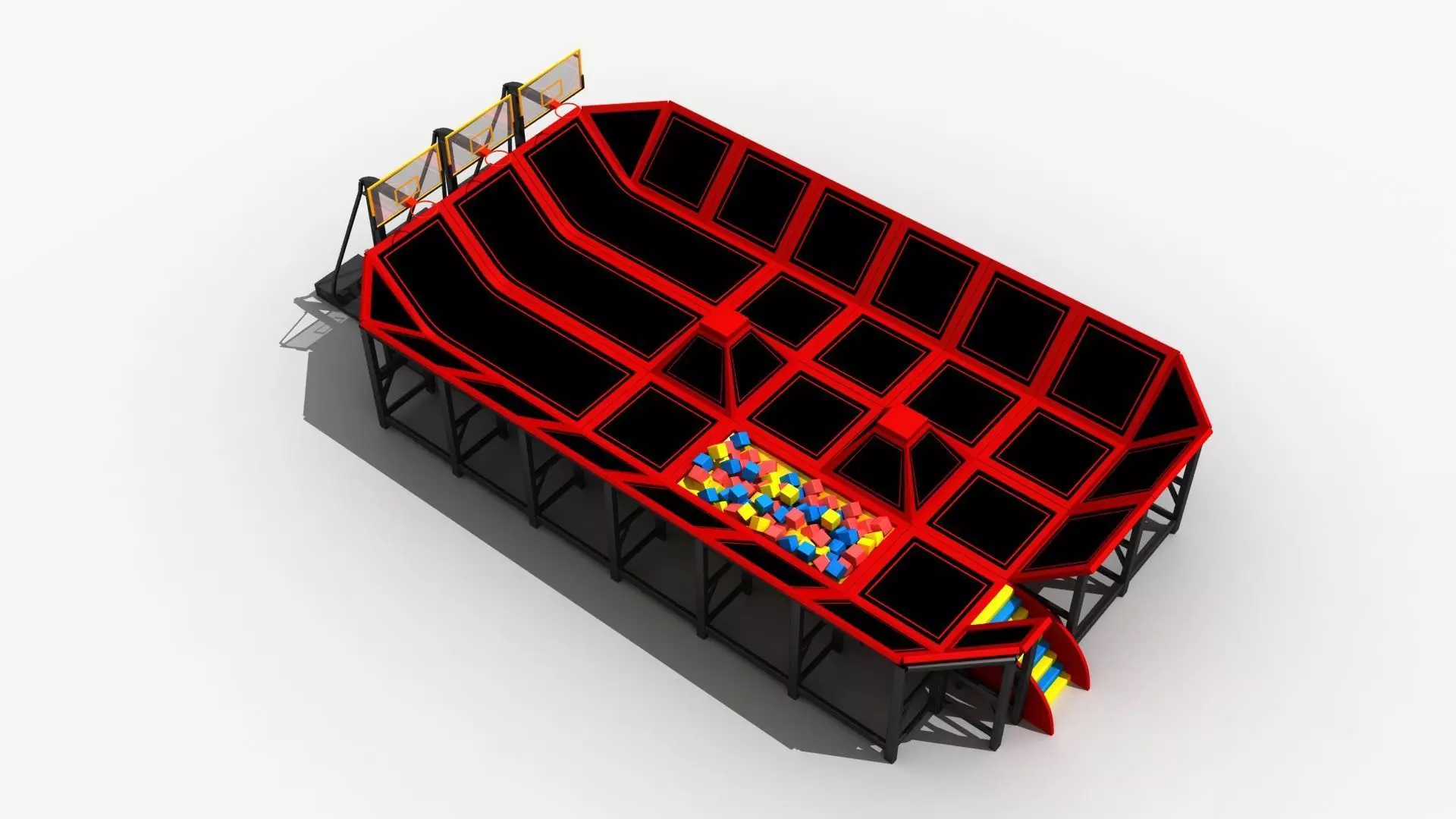 Indoor Trampoline Playground 3D model_0