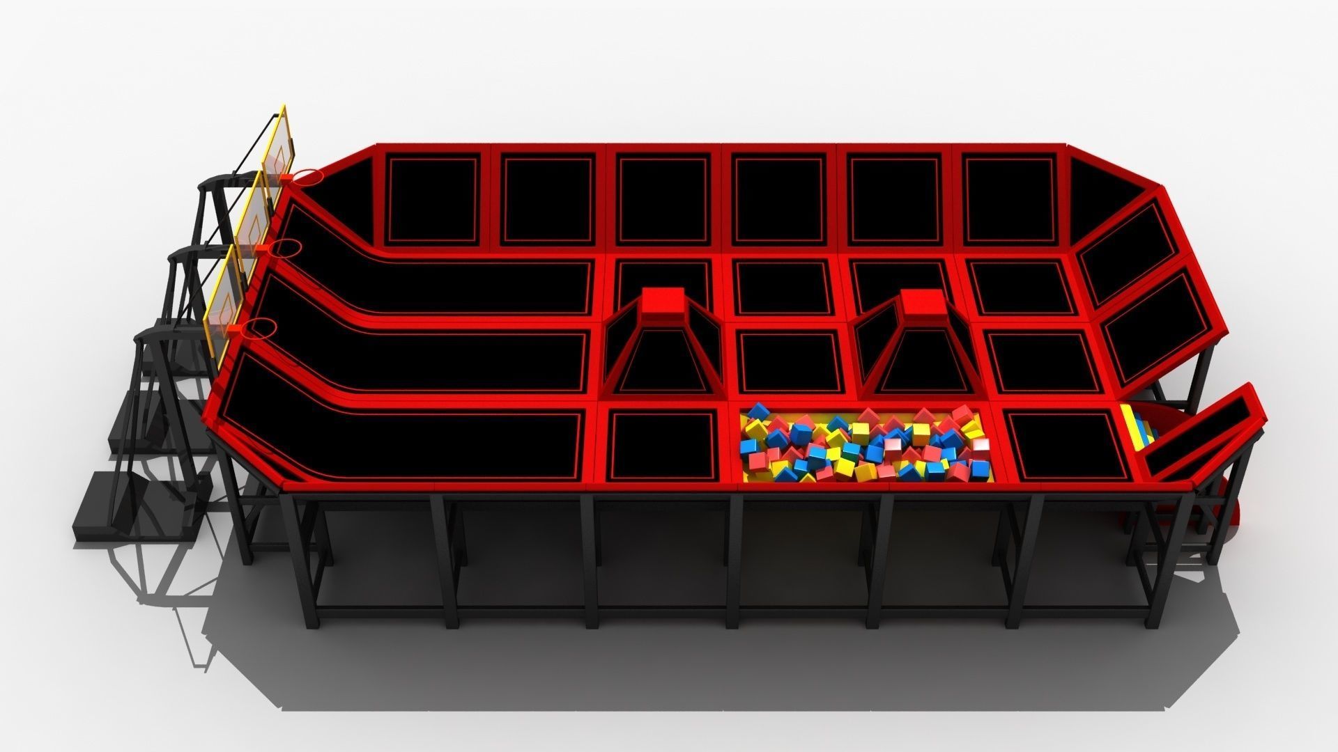 Indoor Trampoline Playground 3D model_6